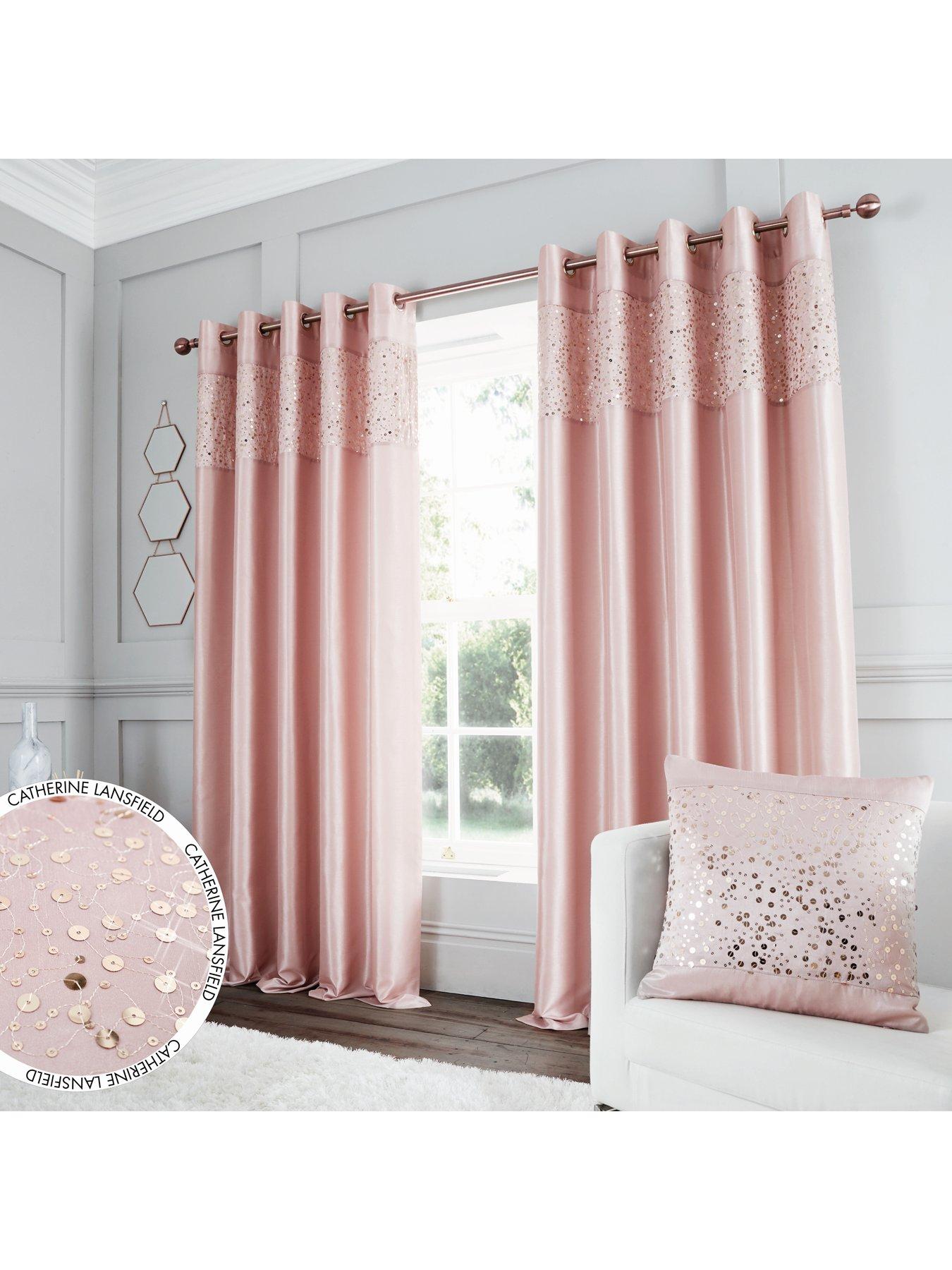 Image 1 of 4 of Catherine Lansfield Glitzy Sequin Lined Eyelet Curtains
