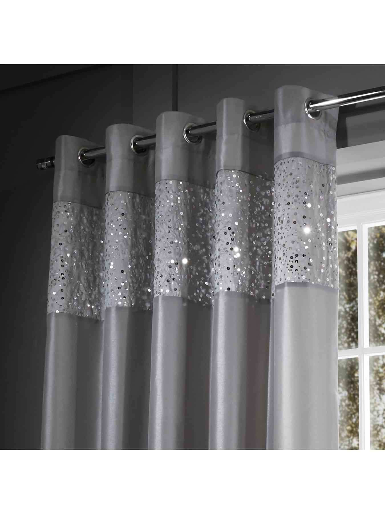 Image 2 of 4 of Catherine Lansfield Glitzy Sequin Lined Eyelet Curtains
