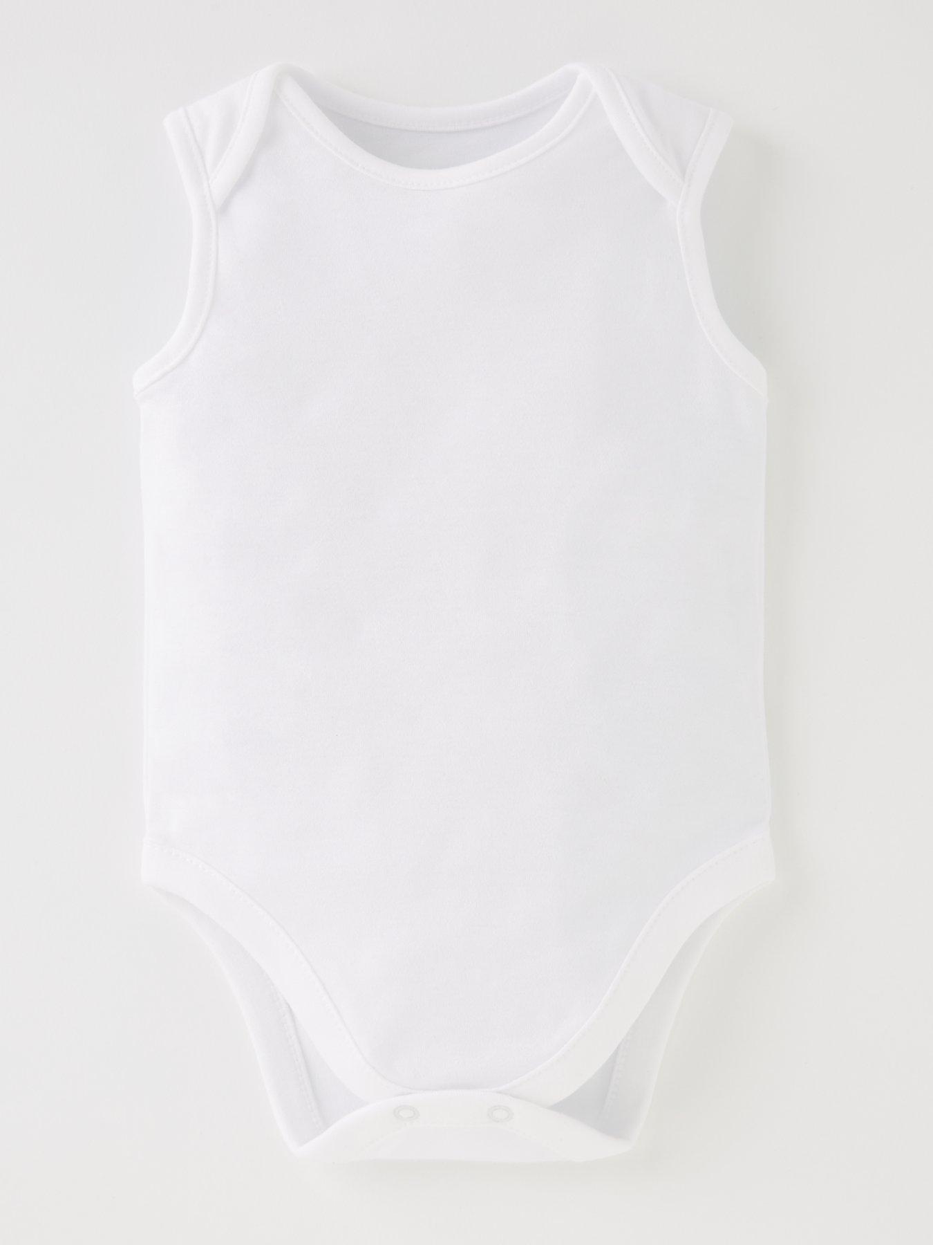 Image 2 of 4 of The Very Collection Baby Unisex 5 Pack Sleeveless Bodysuits - White