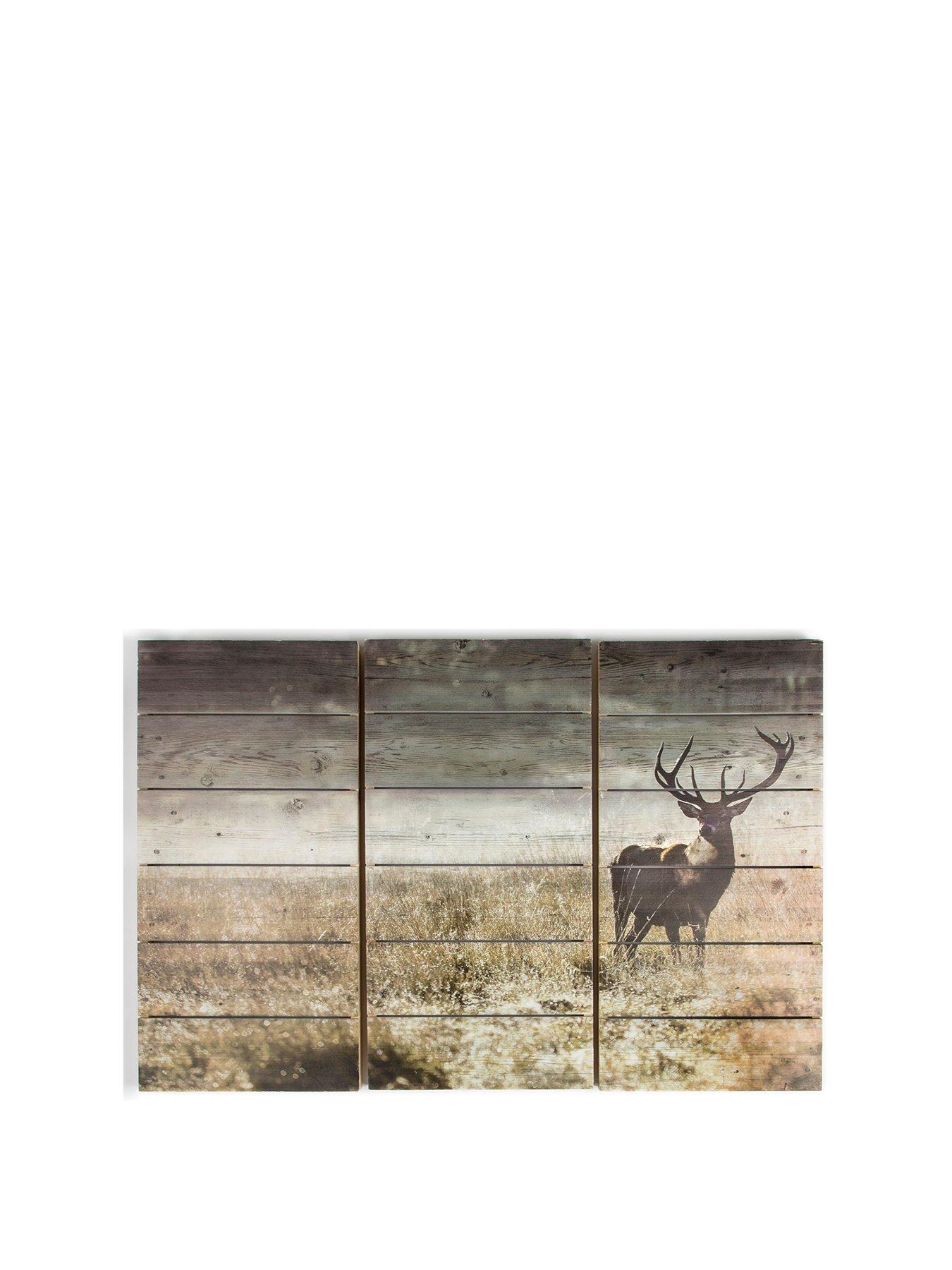Image 1 of 3 of Art For The Home Highland Stag Print on&nbsp;Fir Wood