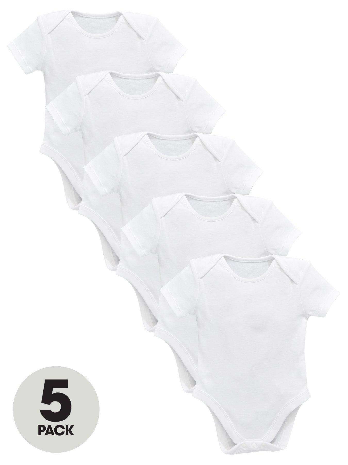 Image 1 of 4 of The Very Collection Baby Unisex 5 Pack Short Sleeve Bodysuits - White