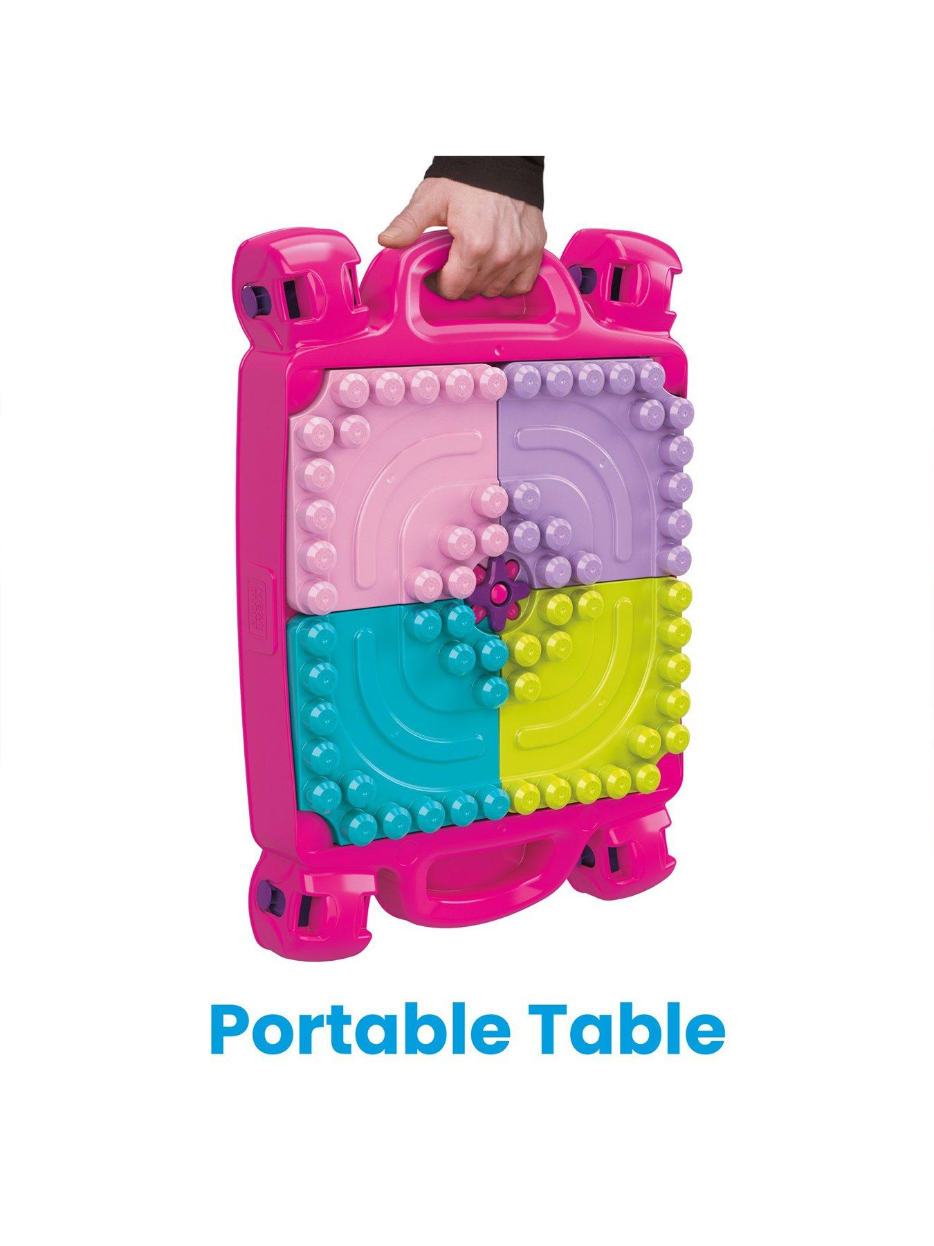 Image 3 of 7 of MEGA First Builders Pink Build 'n Learn Table and Construction Bricks