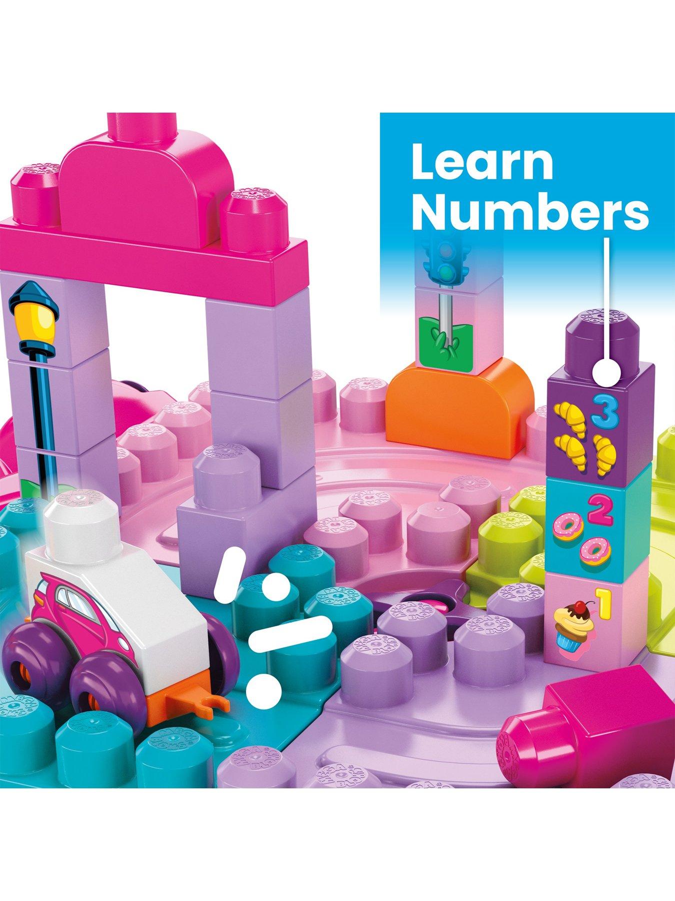 Image 4 of 7 of MEGA First Builders Pink Build 'n Learn Table and Construction Bricks
