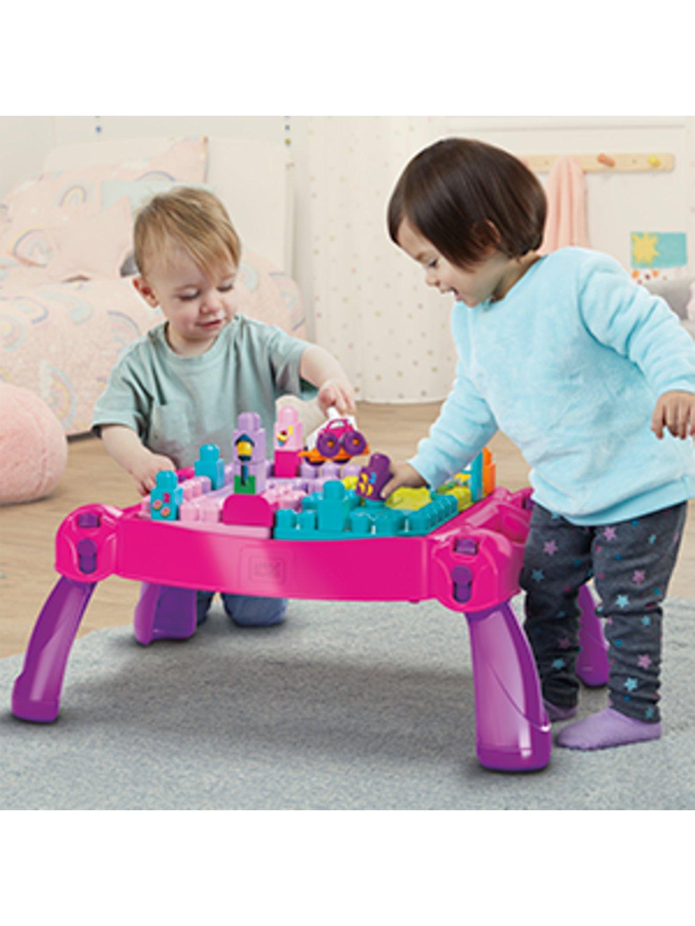 Image 5 of 7 of MEGA First Builders Pink Build 'n Learn Table and Construction Bricks