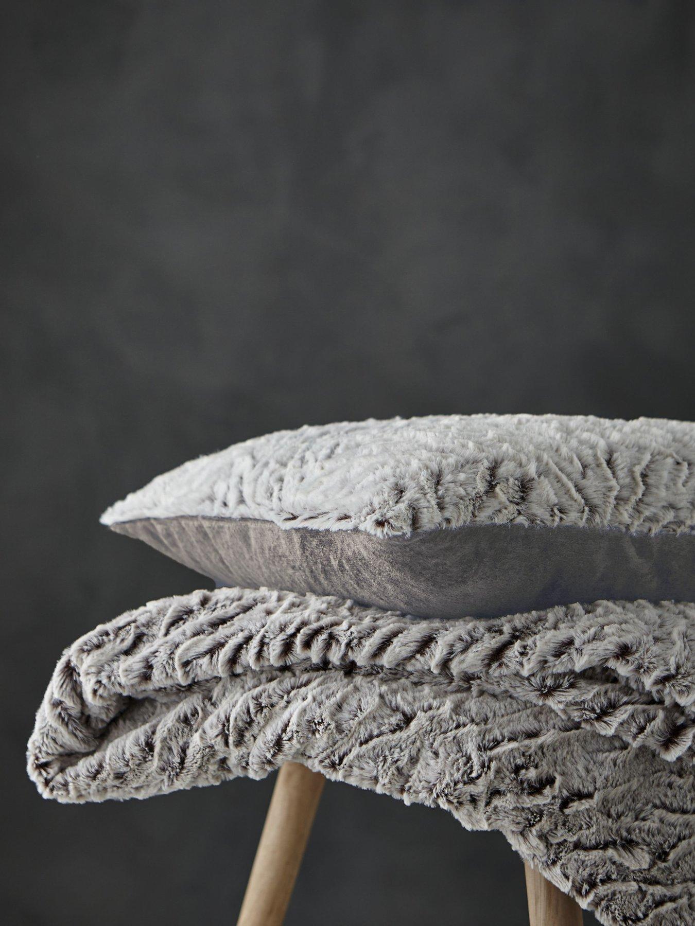 undefined Faux Fur Wolf Throw - Grey