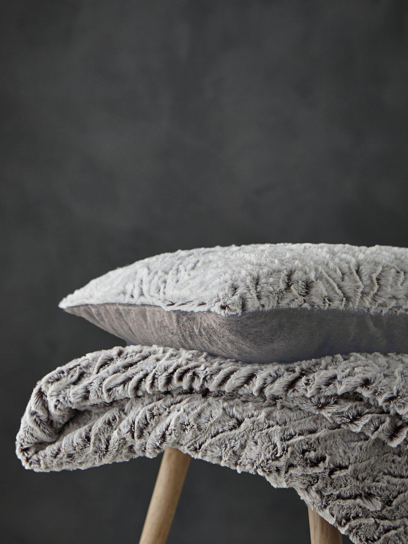 undefined Faux Fur Wolf Cushion