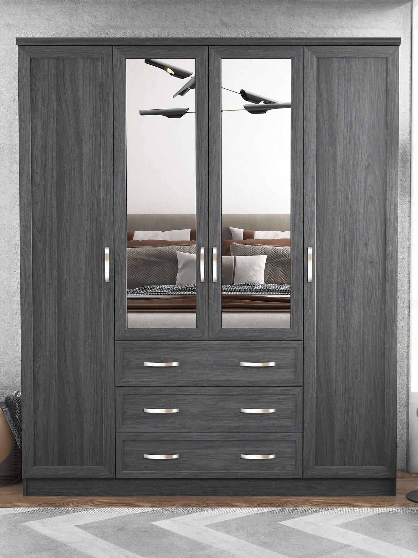 Very Home Camberley 4 Door, 3 Drawer Mirrored Wardrobe