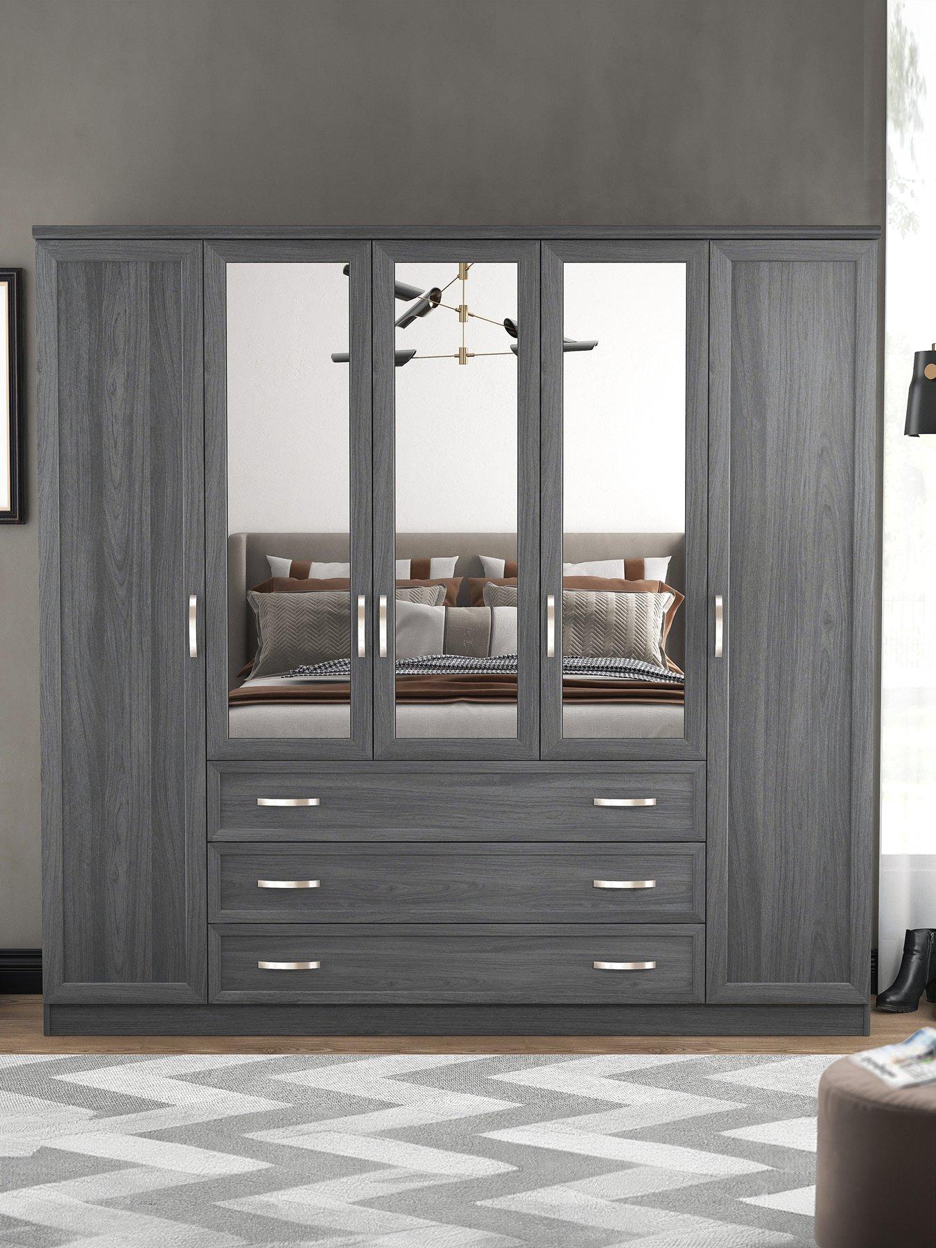 Very Home Camberley 5 Door, 3 Drawer Mirrored Wardrobe
