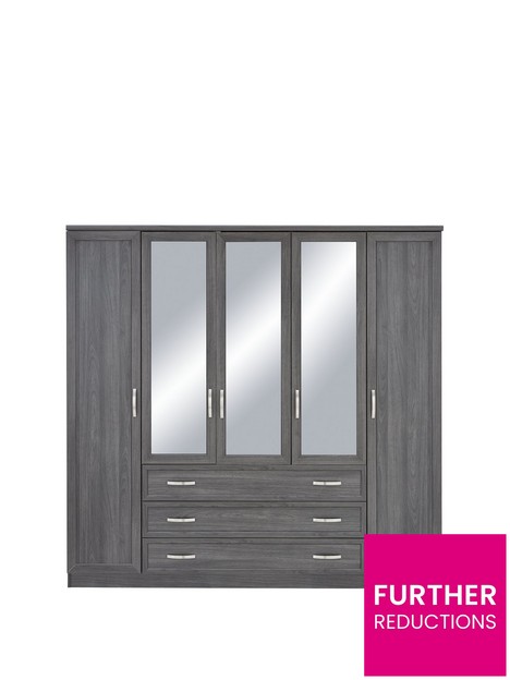 camberley-5-door-3-drawer-mirrored-wardrobe