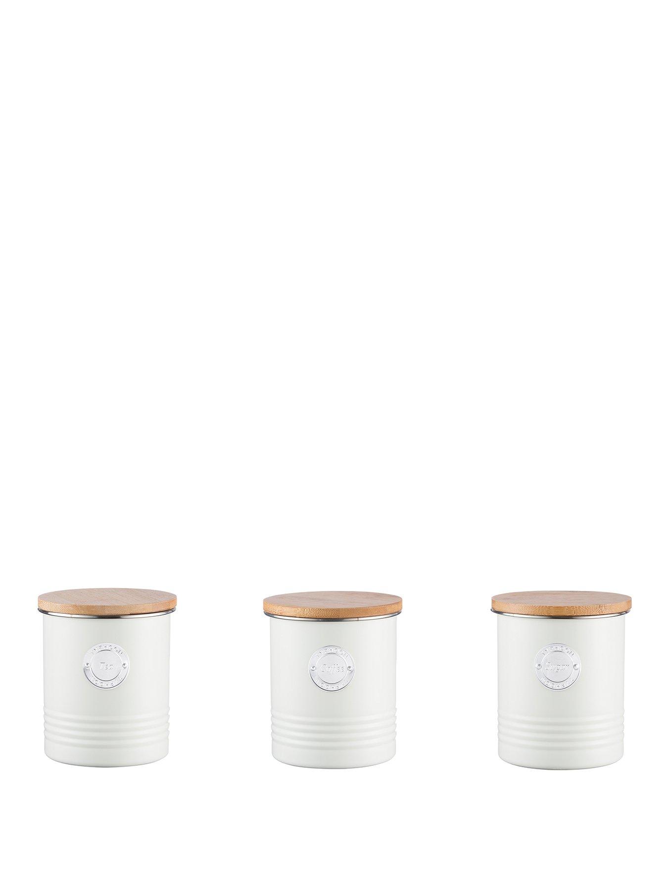 undefined Living Tea, Coffee and Sugar Storage Canisters - Cream