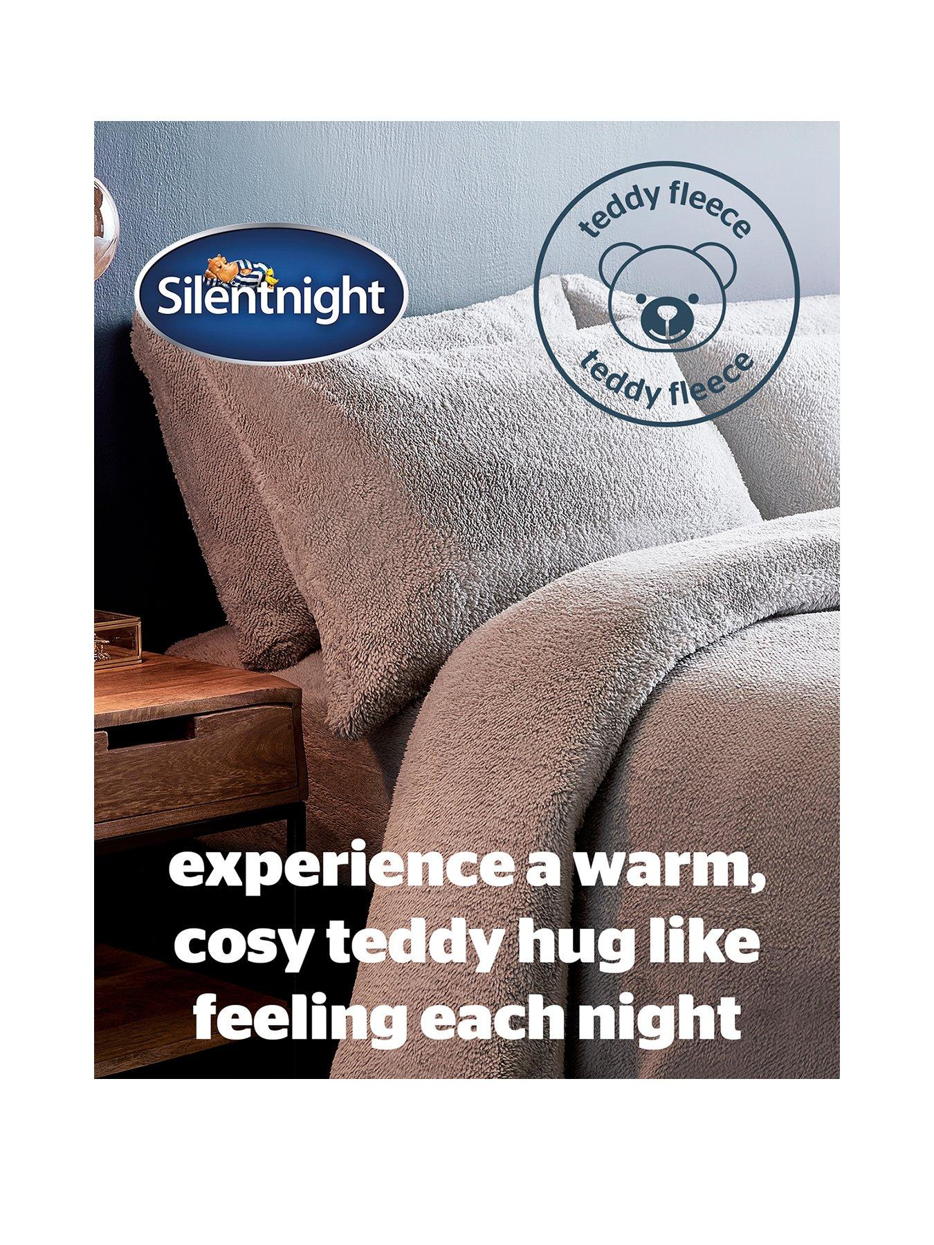 Image 2 of 7 of Silentnight Super Soft Teddy Fleece Duvet Cover Set - Silver