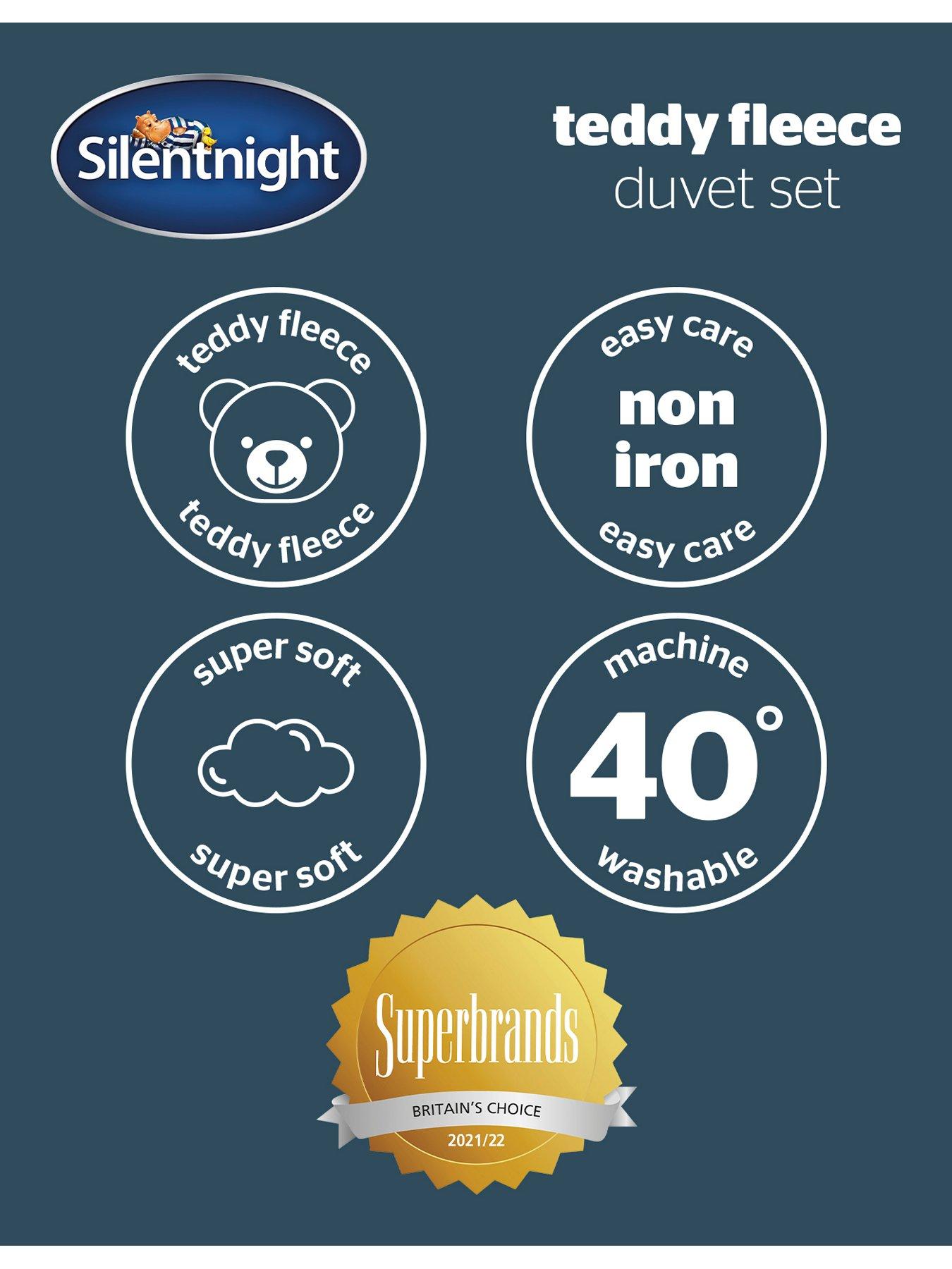 Image 7 of 7 of Silentnight Super Soft Teddy Fleece Duvet Cover Set - Silver