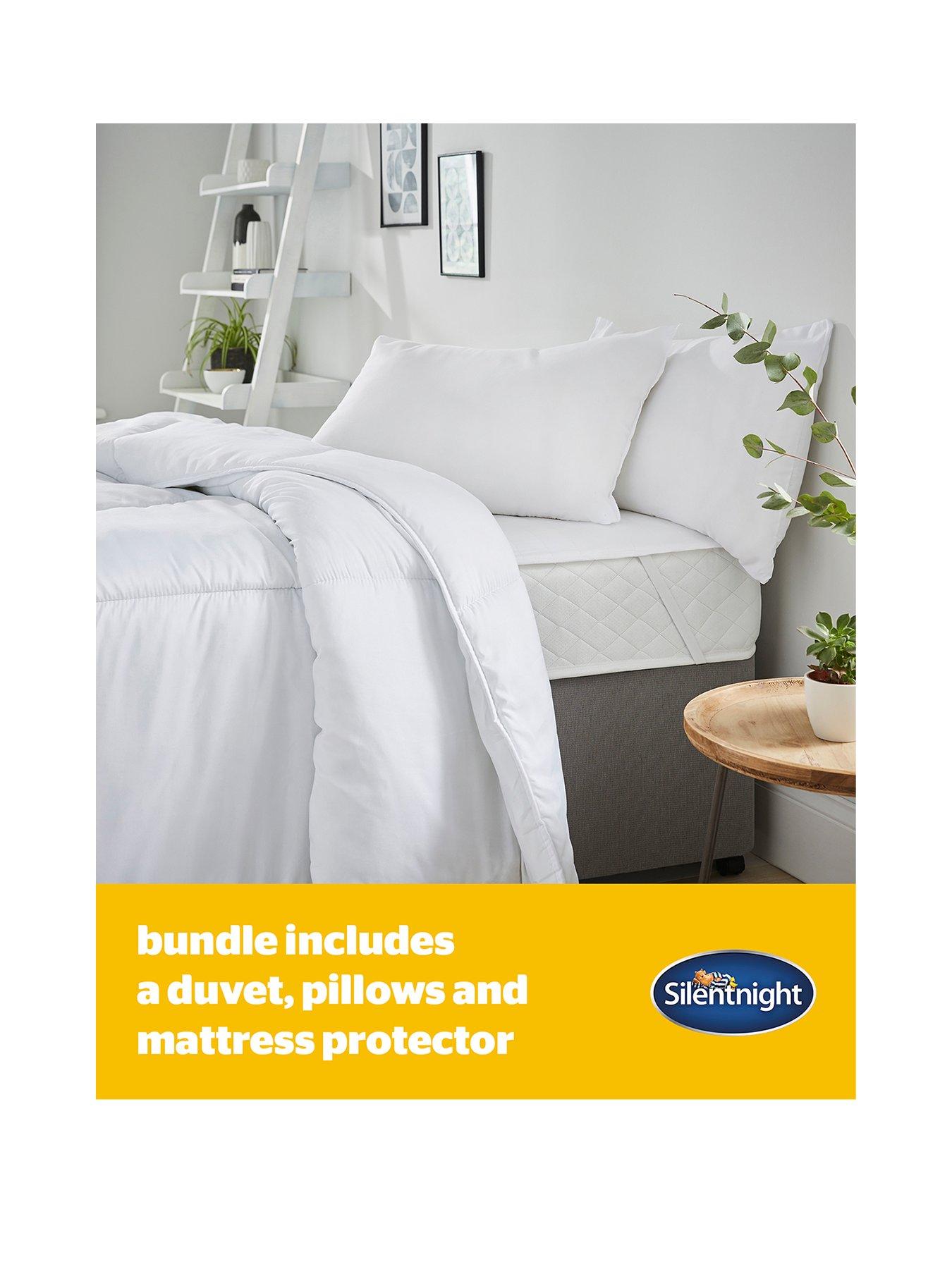 Essentials Collection Complete Bed Set 10.5 Tog Duvet Mattress Protector Pillow s