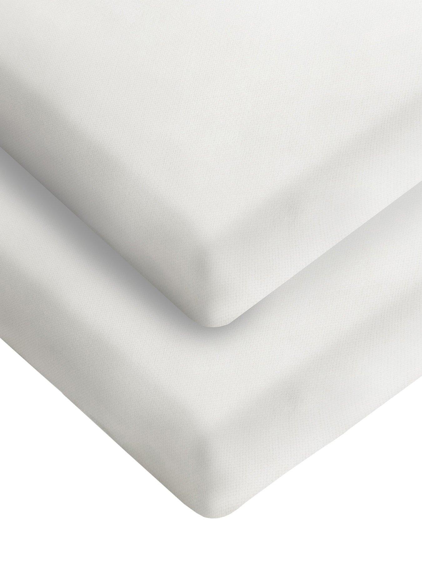 Image 1 of 7 of Silentnight Safe Nights 2 x Pack 100% Cotton Crib Fitted Sheets - 90cm x 40cm - White