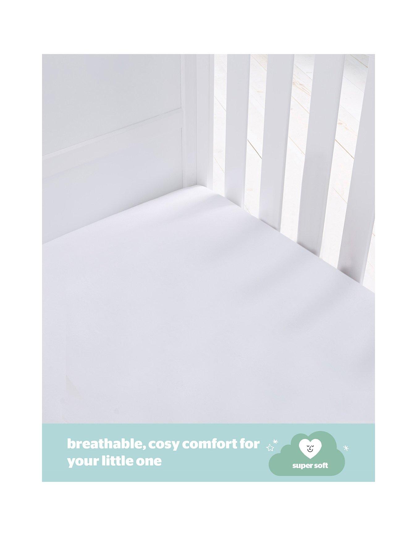 Image 2 of 7 of Silentnight Safe Nights 2 x Pack 100% Cotton Crib Fitted Sheets - 90cm x 40cm - White