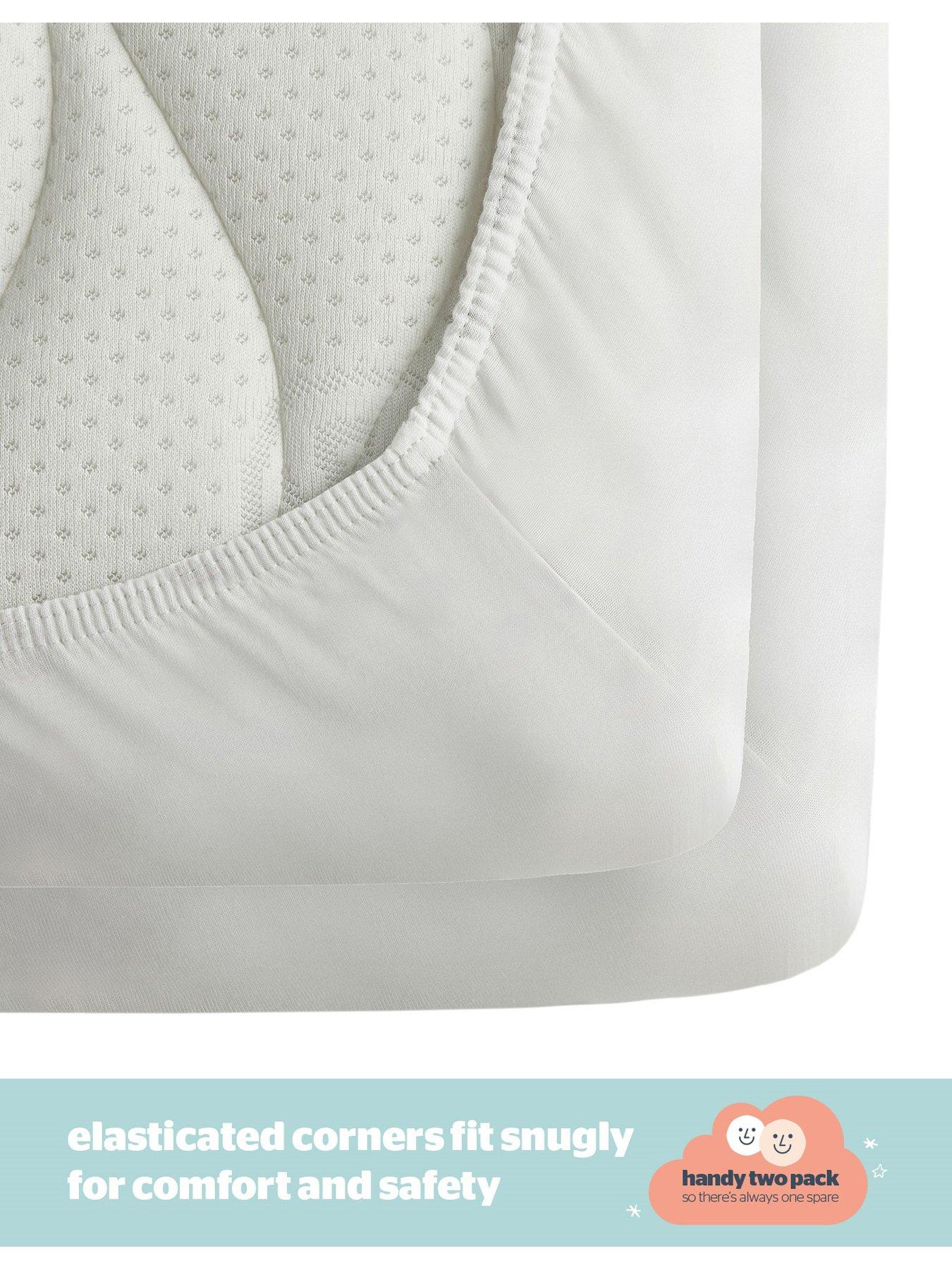 Image 5 of 7 of Silentnight Safe Nights 2 x Pack 100% Cotton Crib Fitted Sheets - 90cm x 40cm - White