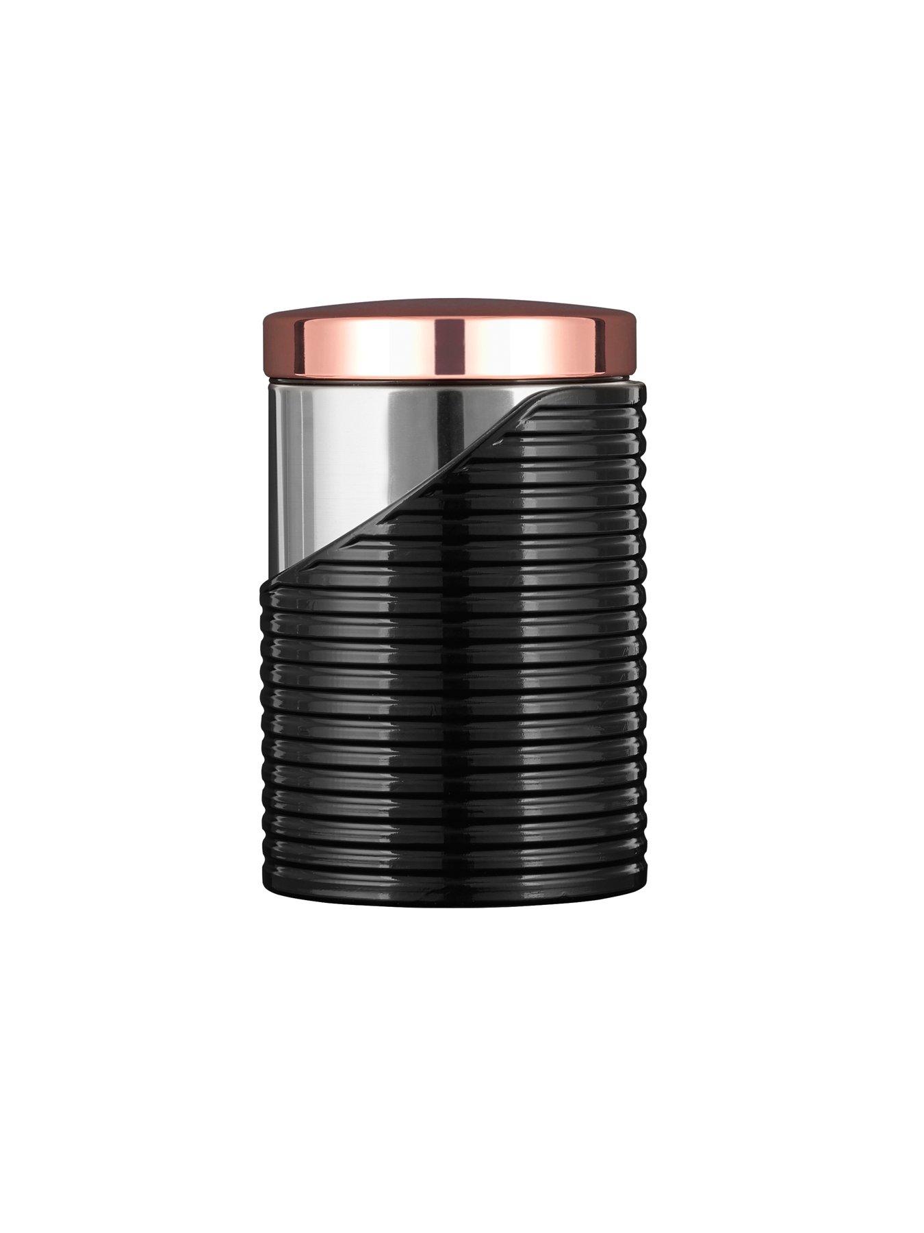 Image 4 of 6 of Tower Linear Rose Gold Set of 3 Storage Canisters &ndash; Black