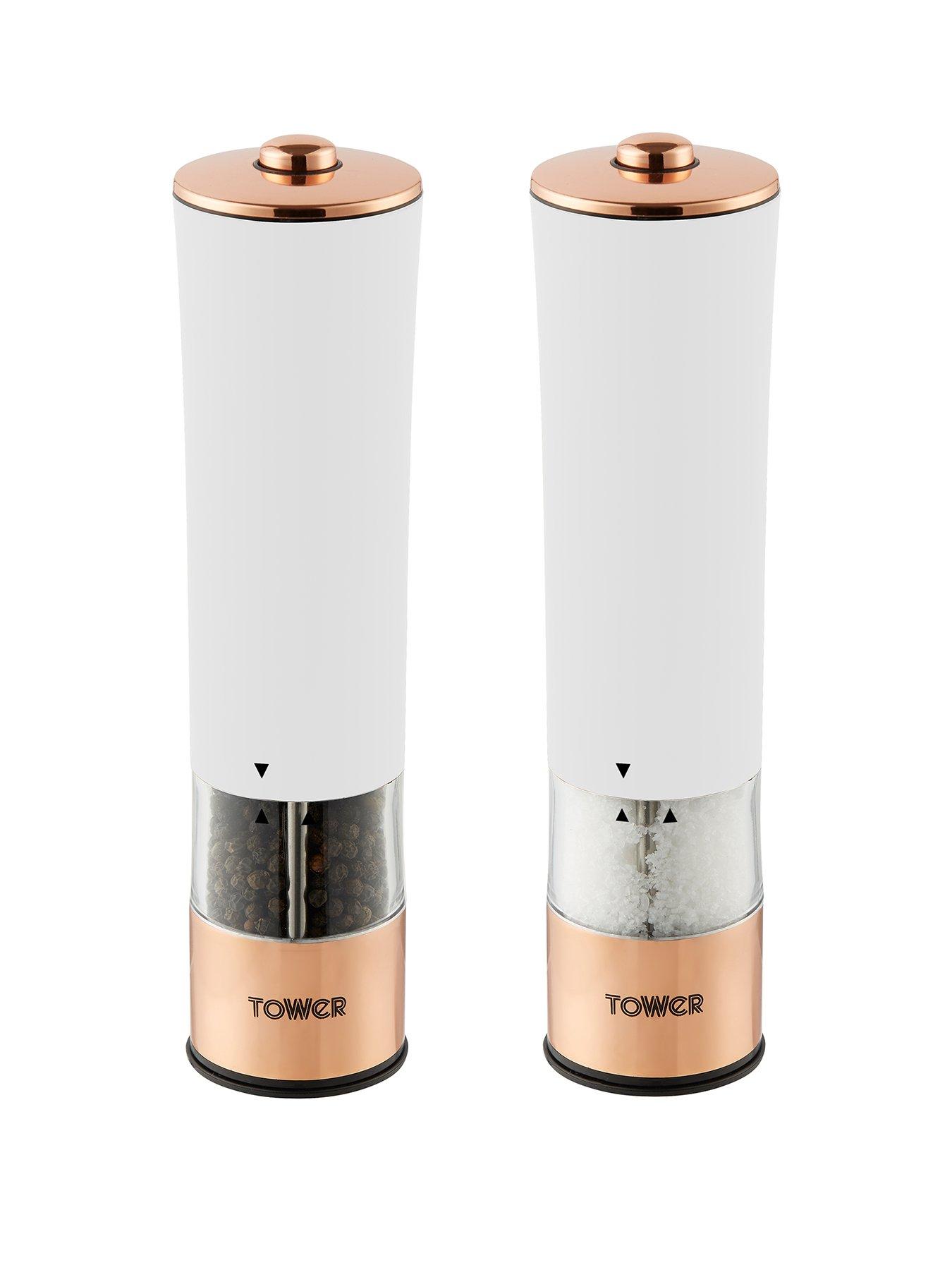 Rose Gold Electric Salt and Pepper Mill White