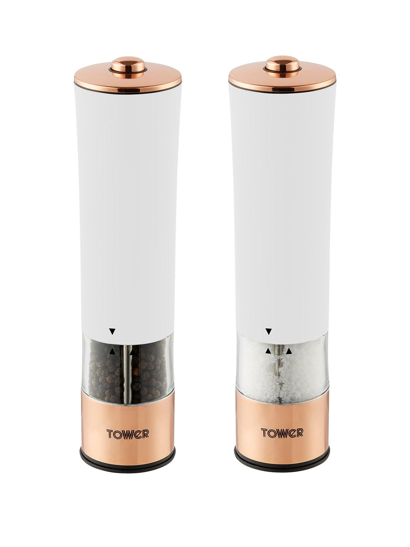 Image 2 of 3 of Tower Rose Gold Electric Salt and Pepper Mill &ndash; White