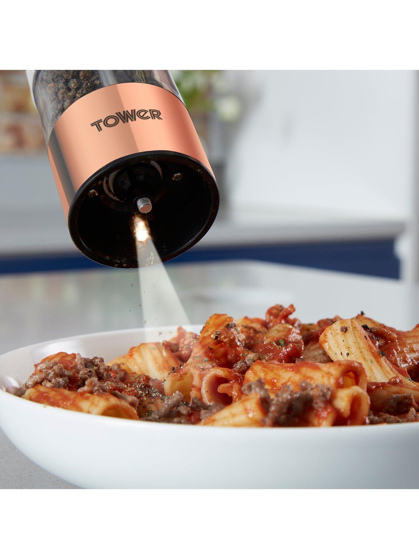 Image 3 of 3 of Tower Rose Gold Electric Salt and Pepper Mill &ndash; White