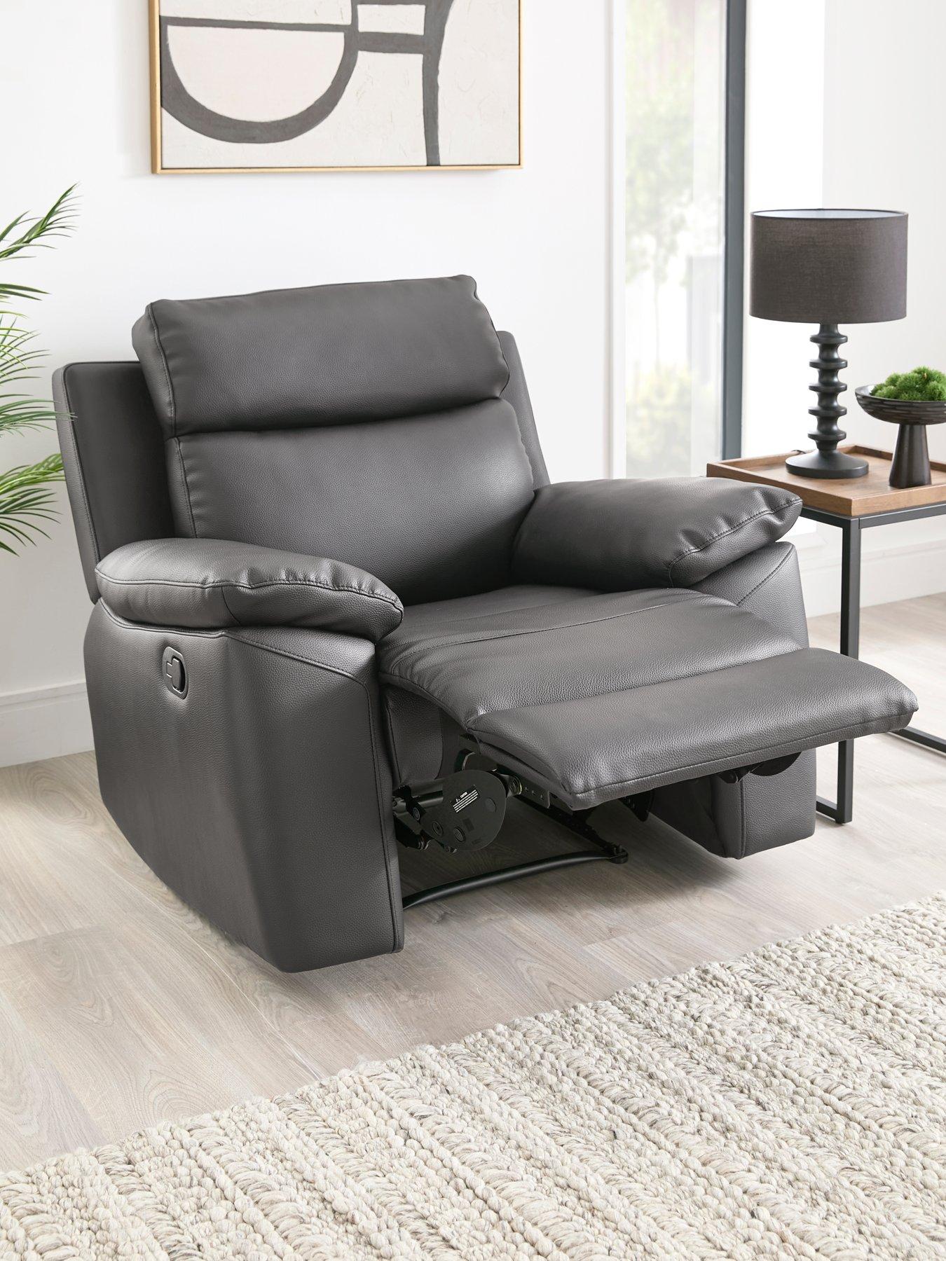 Very Home Edison Luxury Faux Leather Manual Recliner Armchair