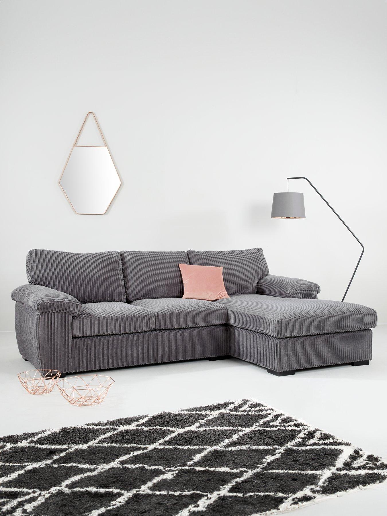 Very Home Amalfi Standard Back Fabric Right Hand 3 Seater Chaise Sofa - Charcoal - FSC® Certified