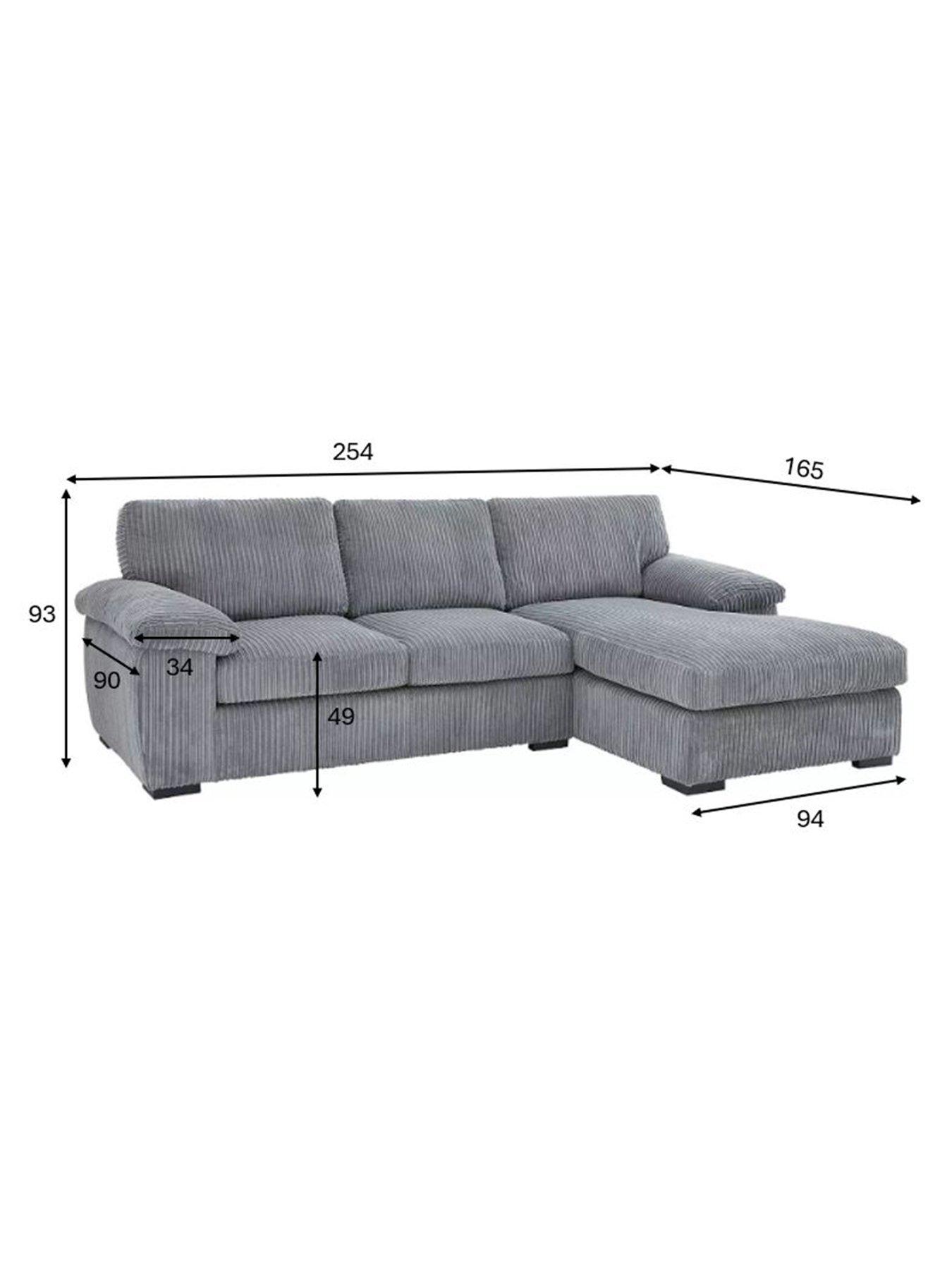 Image 6 of 7 of Very Home Amalfi Standard Back Fabric Right Hand 3 Seater Chaise Sofa - Charcoal - FSC&reg; Certified
