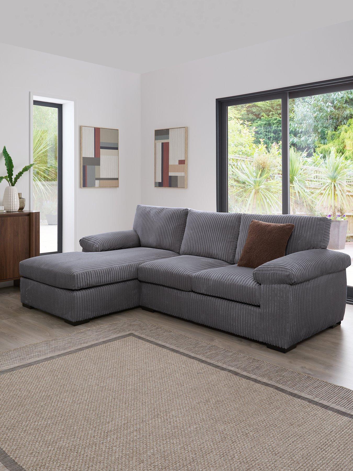 Image 1 of 7 of The Very Collection Amalfi Standard Back Fabric Left Hand 3 Seater Chaise Sofa - Charcoal - FSC&reg; Certified