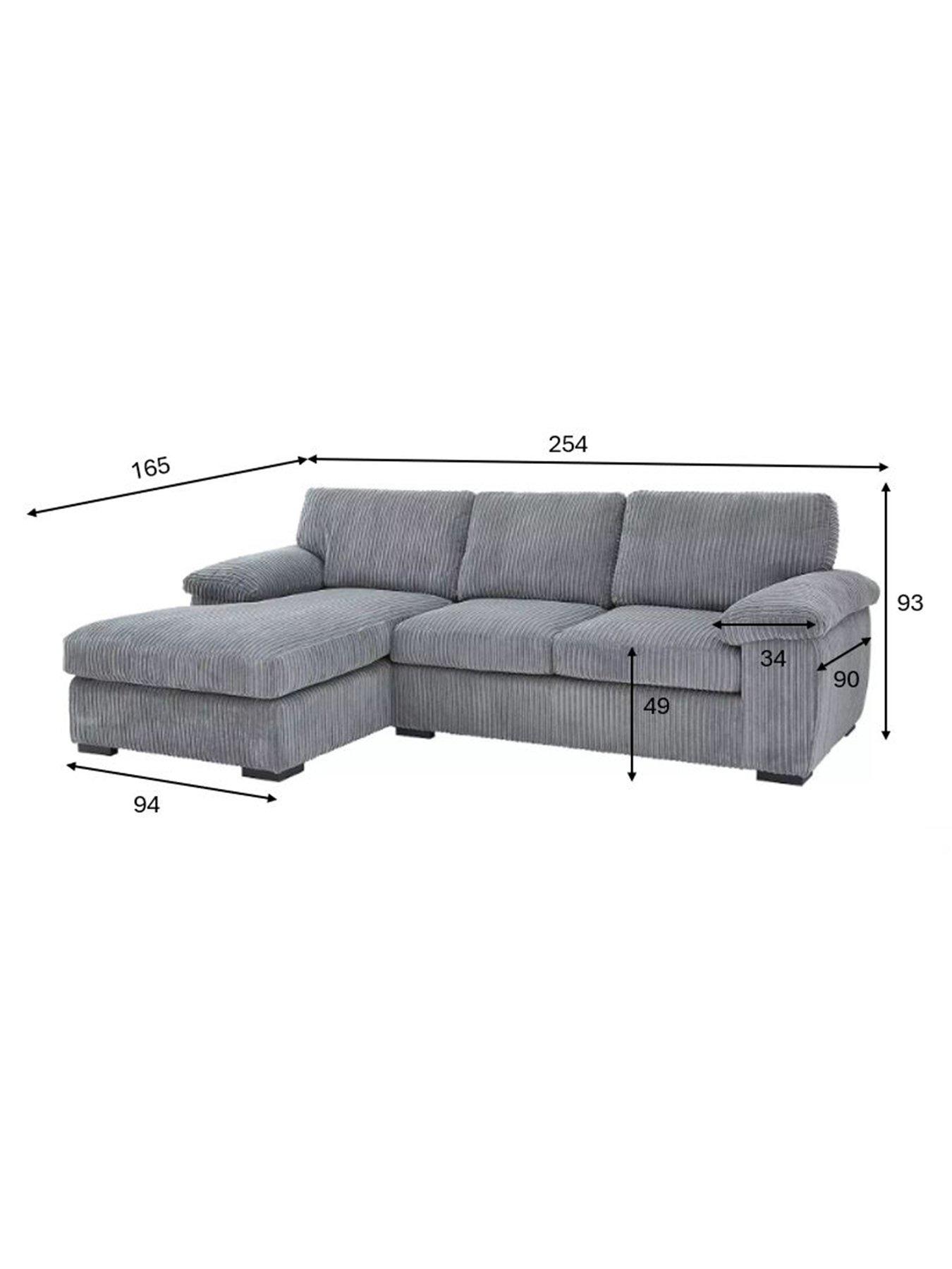 Image 6 of 7 of The Very Collection Amalfi Standard Back Fabric Left Hand 3 Seater Chaise Sofa - Charcoal - FSC&reg; Certified