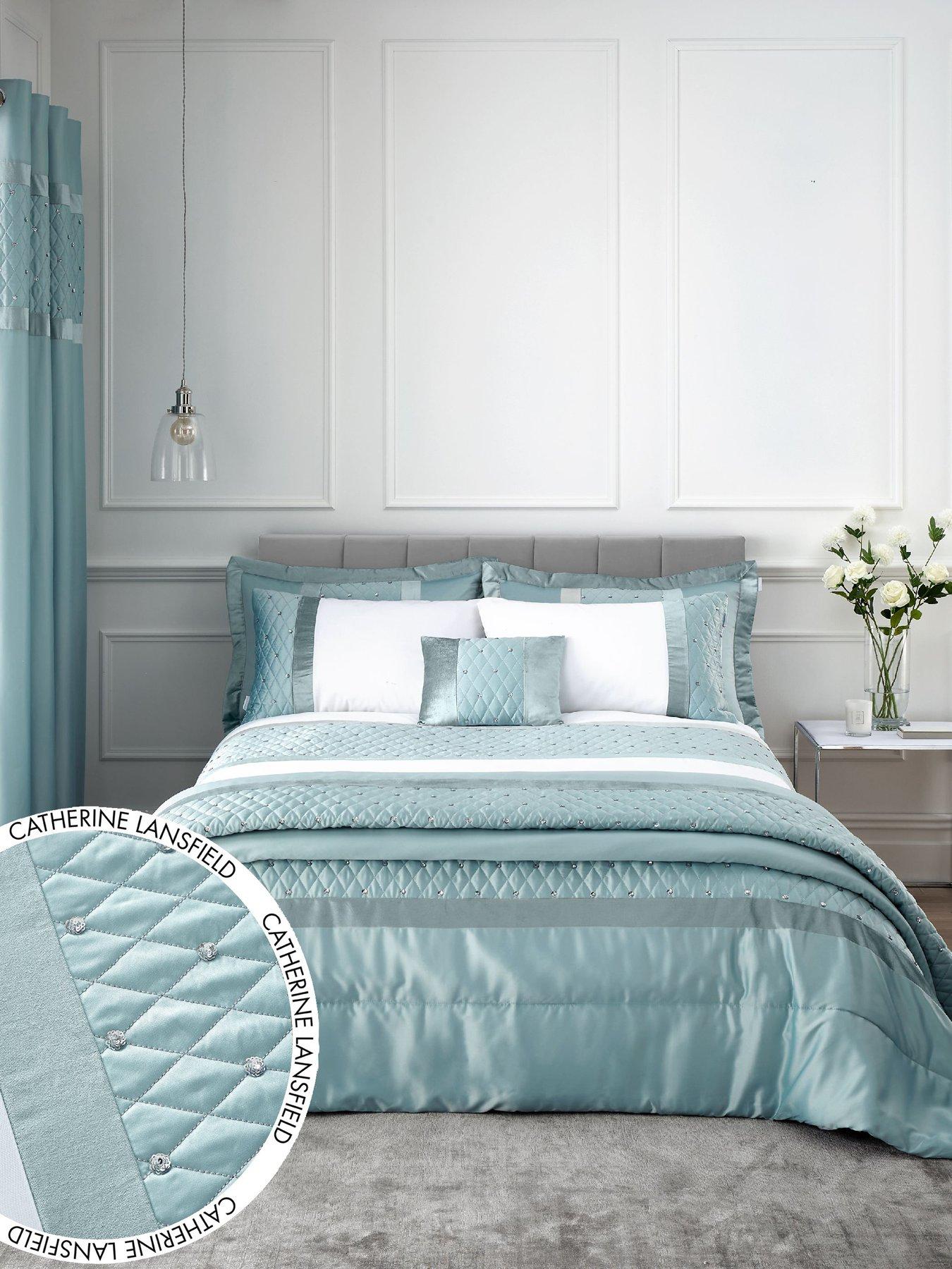 Catherine Lansfield Sequin Cluster Duvet Cover Set - Duck Egg Blue