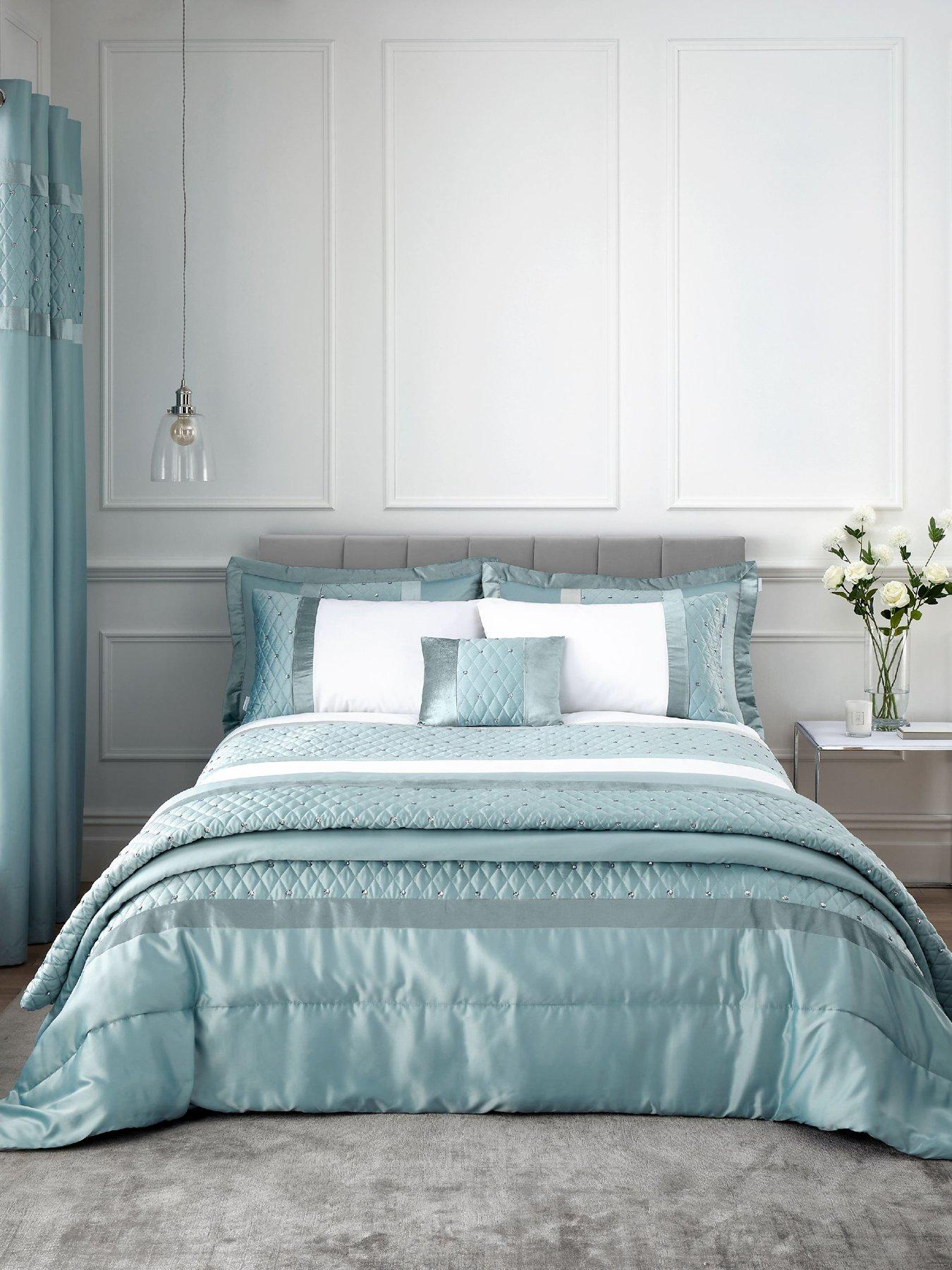 Image 4 of 7 of Catherine Lansfield Sequin Cluster Duvet Cover Set - Duck Egg Blue