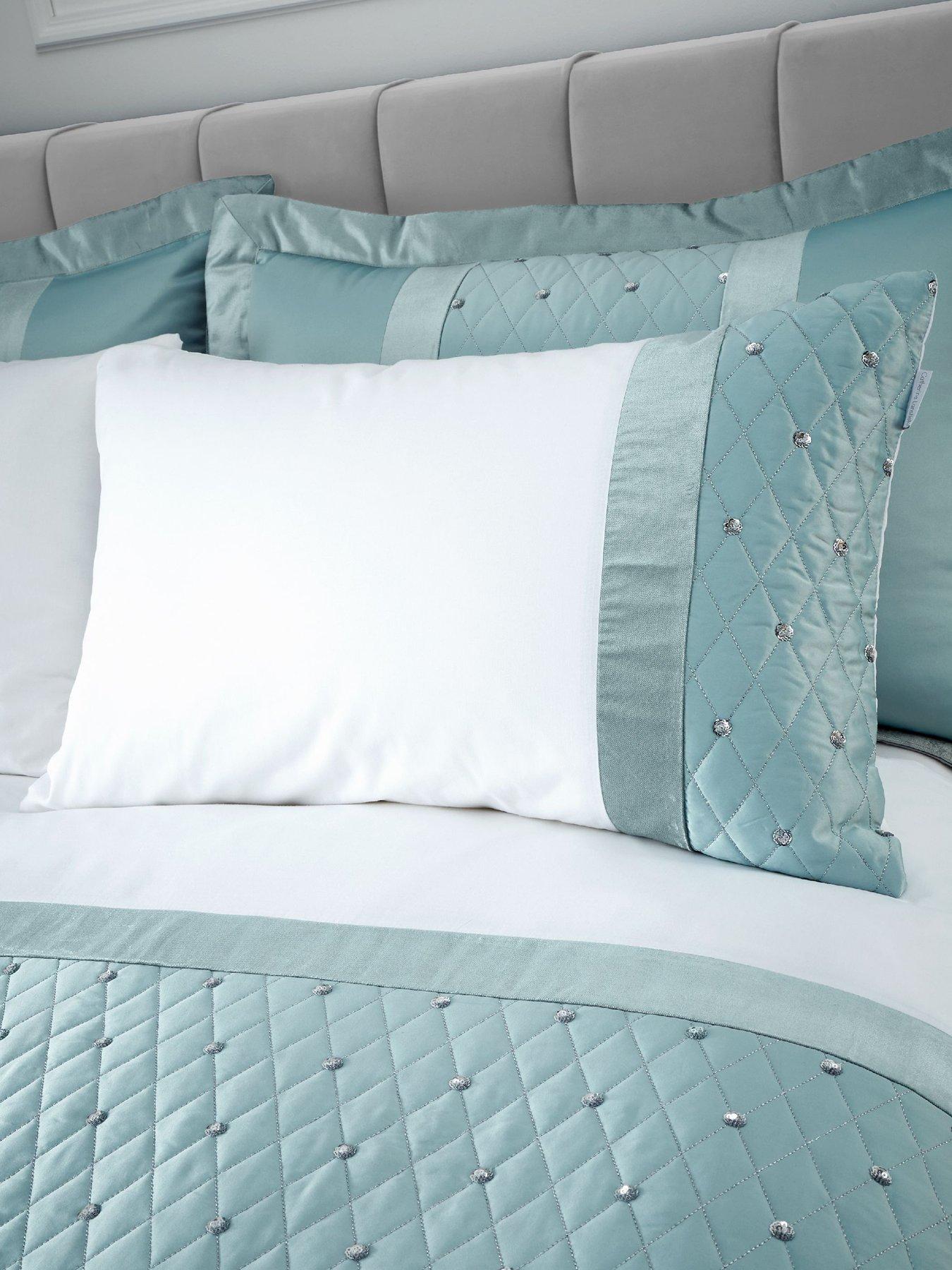 Image 5 of 7 of Catherine Lansfield Sequin Cluster Duvet Cover Set - Duck Egg Blue