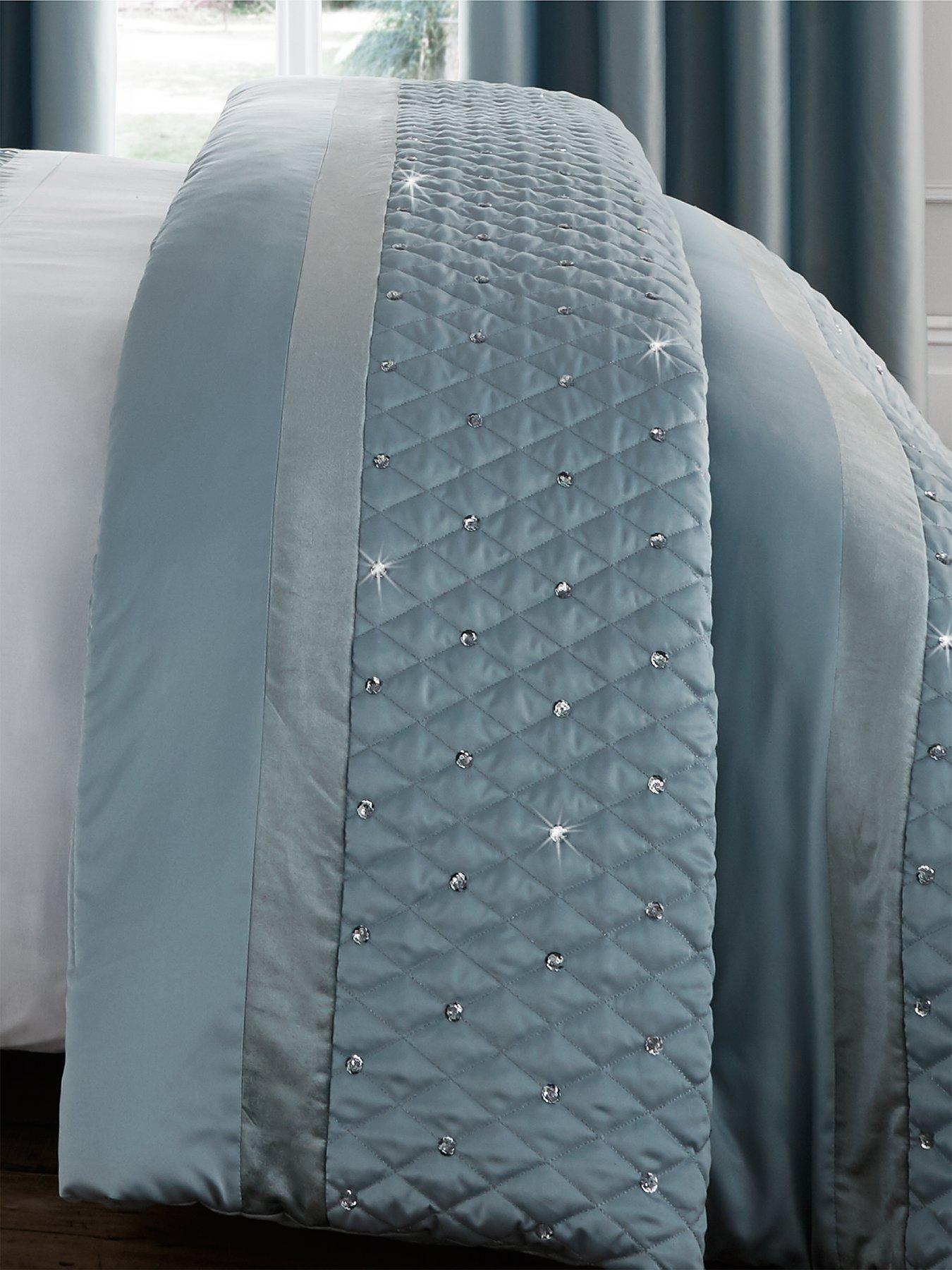 Catherine Lansfield Sequin Cluster Bedspread Throw - Duck Egg