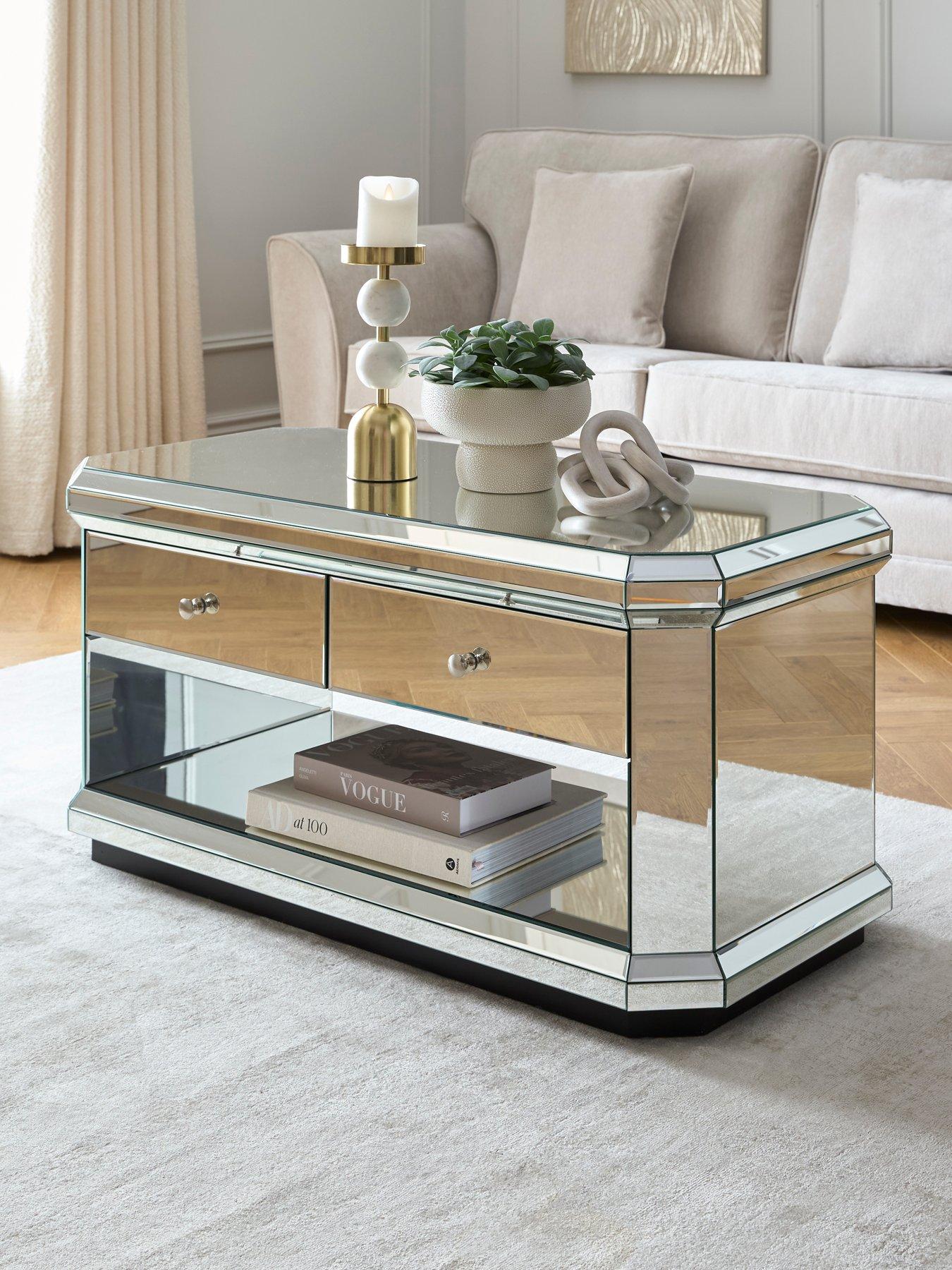 The Very Collection Plinth Mirrored Ready Assembled Storage Coffee Table - FSC® Certified