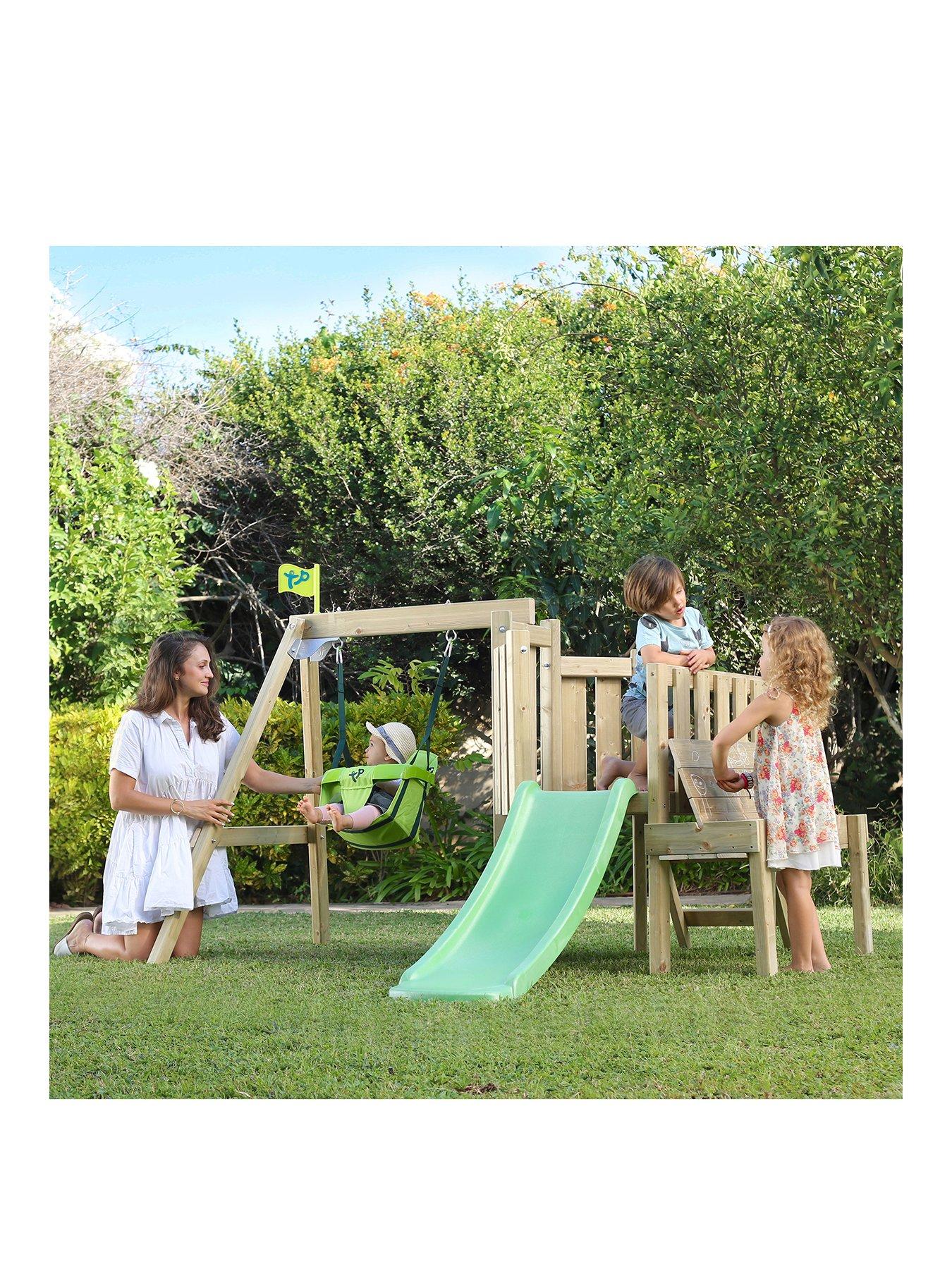 Wooden swing best sale slide climbing frame