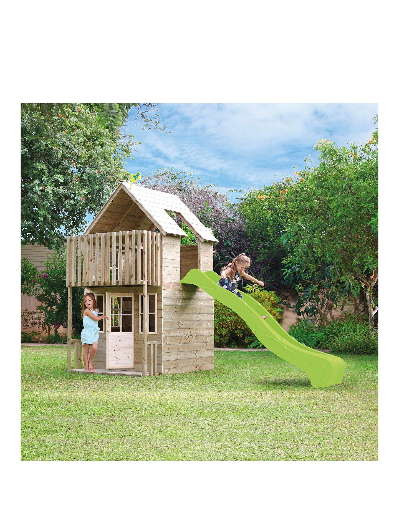 Childrens wooden playhouse with slide discount
