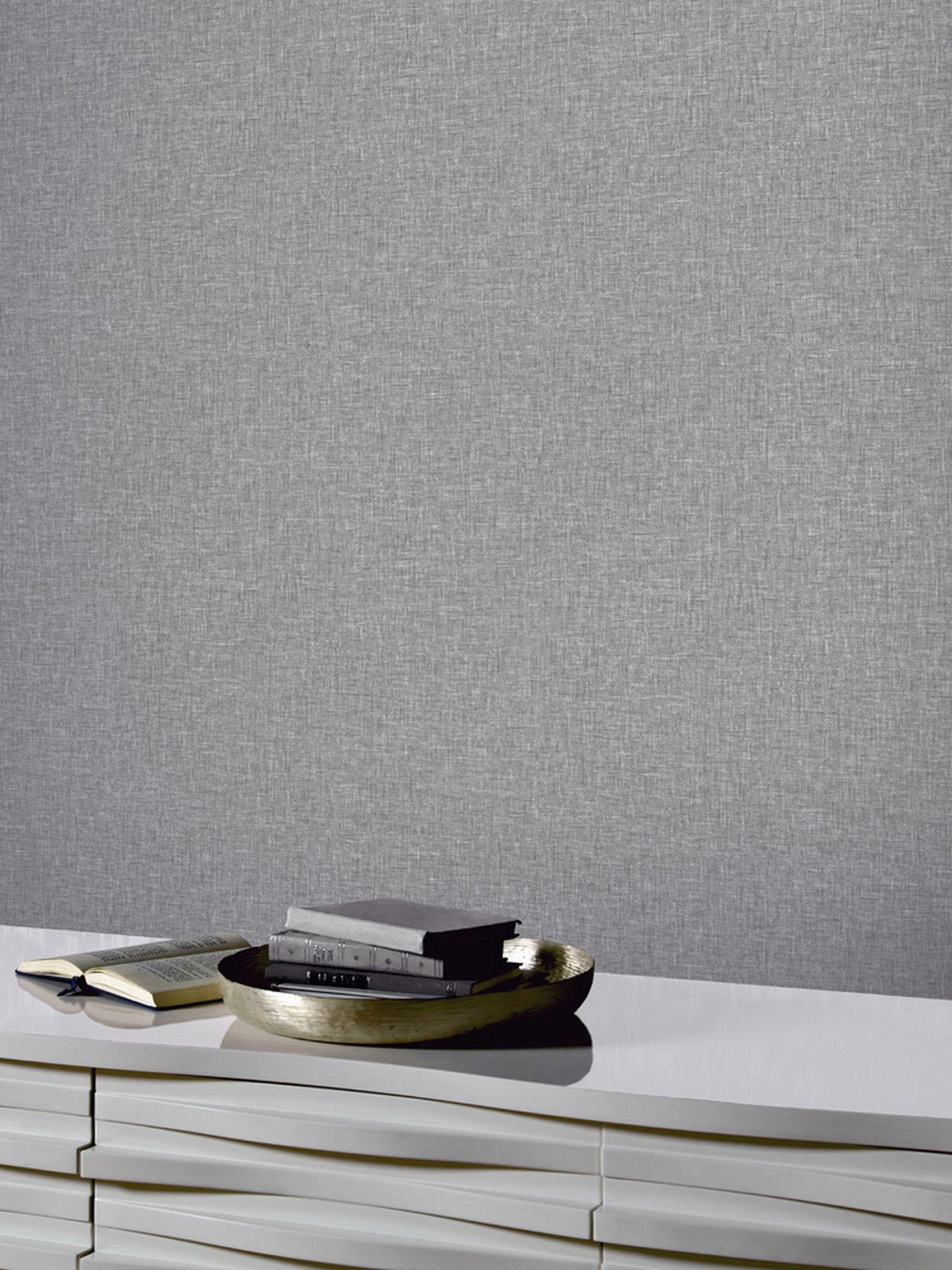 ARTHOUSE Linen Texture Wallpaper - Mid Grey | Very Ireland