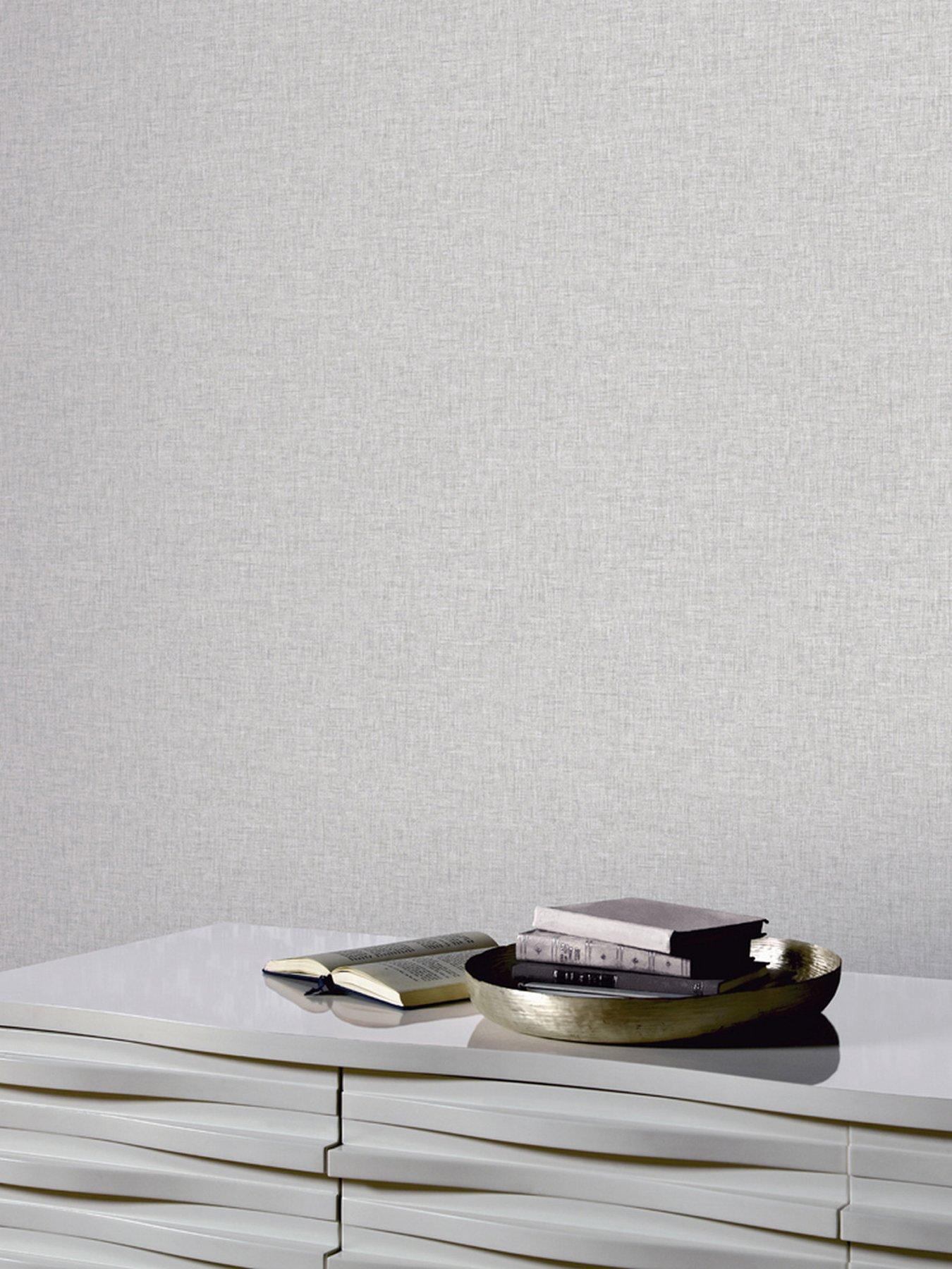 undefined Linen Texture Grey Wallpaper