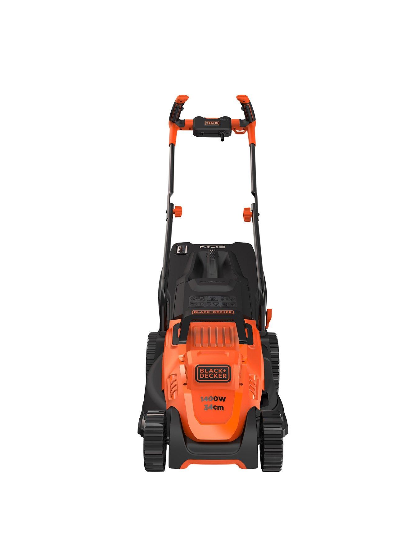 Black Decker 1400W 34 cm Lawnmower with Bike Handle Controls