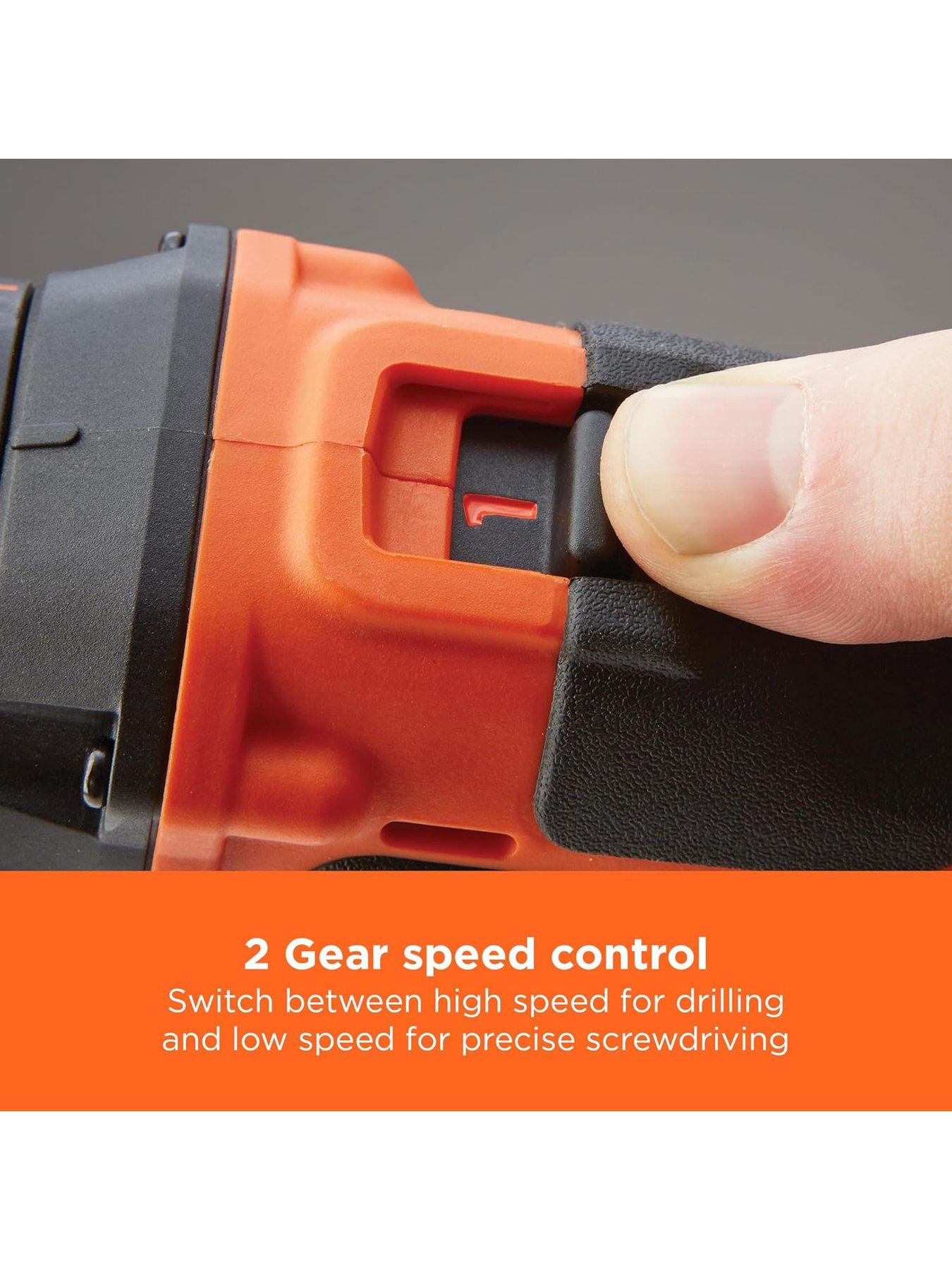Black Decker 18V Lithium-ion Gear Hammer Drill with Kit Box