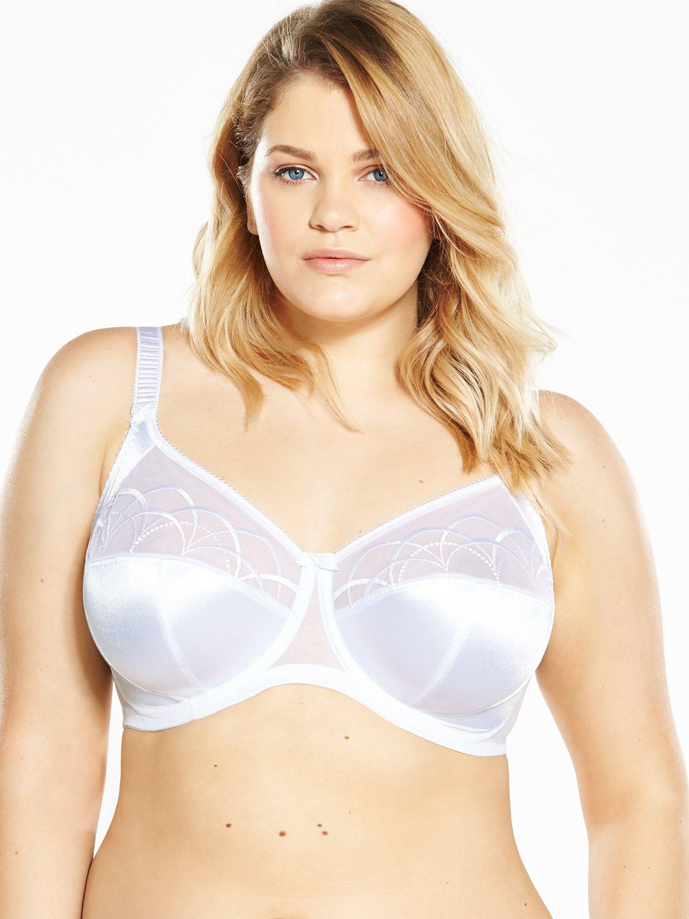 Elomi Womens Cate Wirefree Soft Cup Bra, 48F, White 