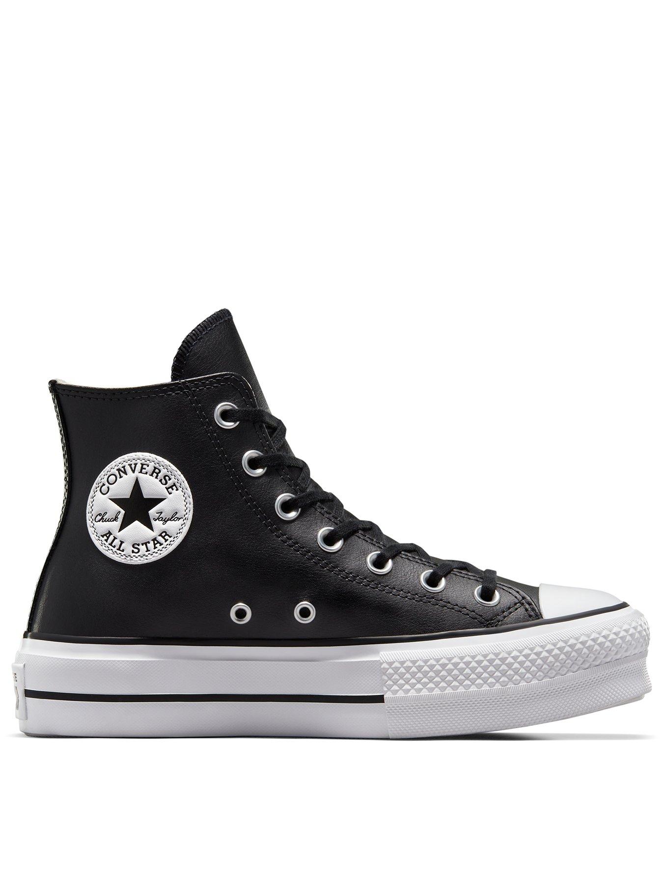 Image 1 of 7 of Converse Womens Leather Lift Hi Top Trainers - Black