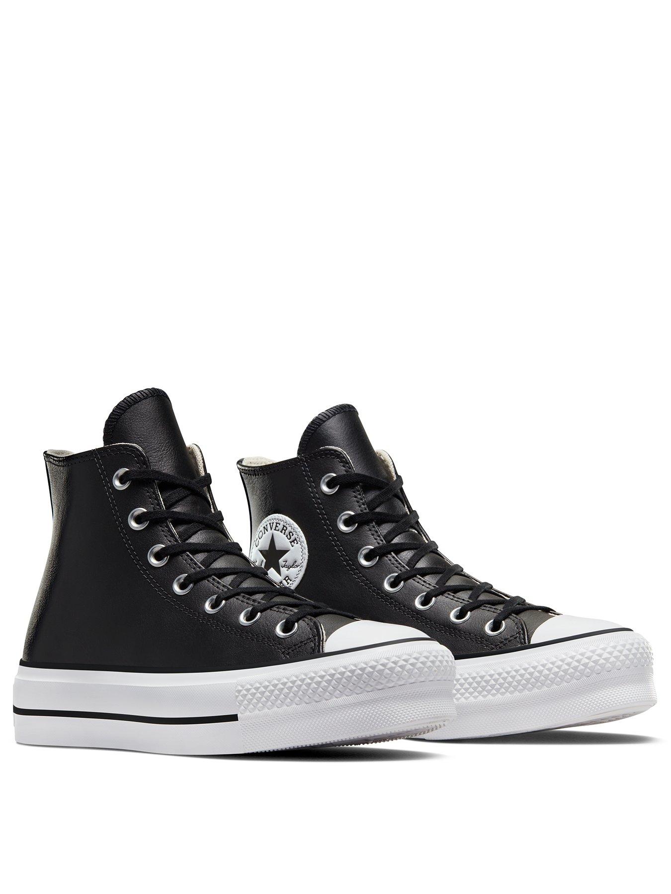 Image 2 of 7 of Converse Womens Leather Lift Hi Top Trainers - Black