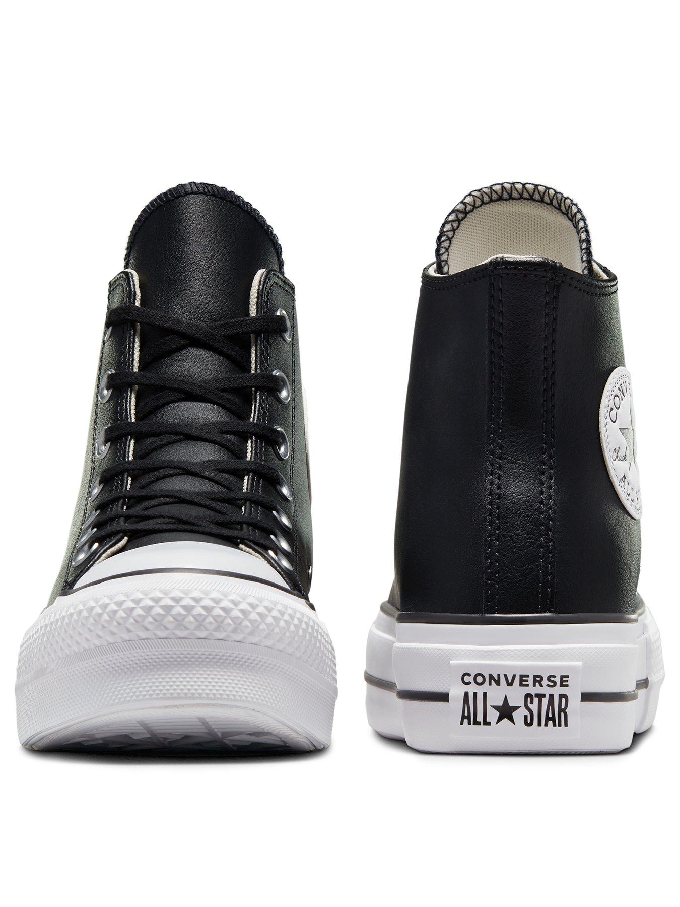 Image 3 of 7 of Converse Womens Leather Lift Hi Top Trainers - Black