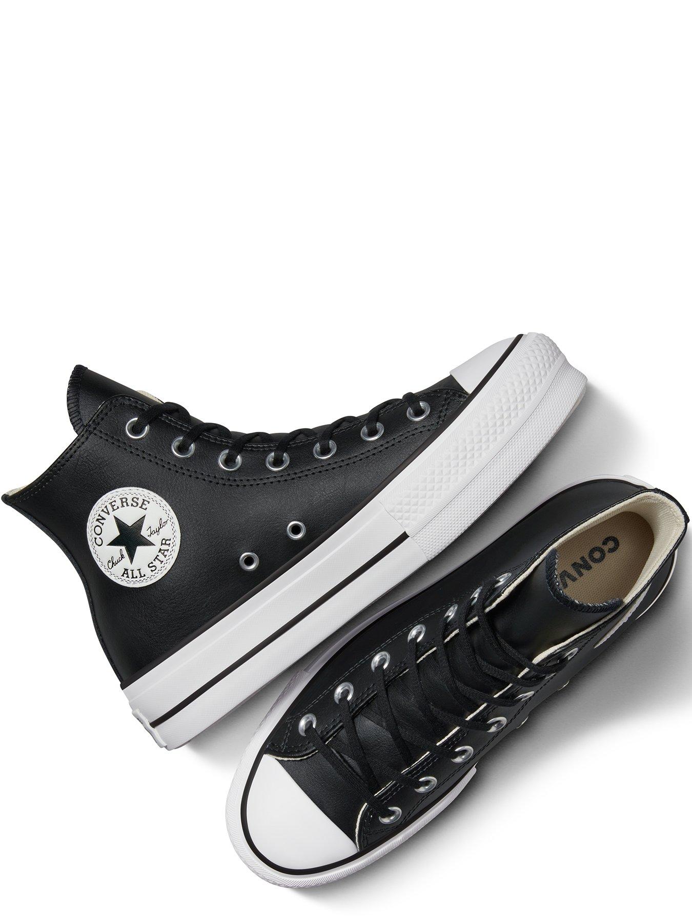 Image 4 of 7 of Converse Womens Leather Lift Hi Top Trainers - Black