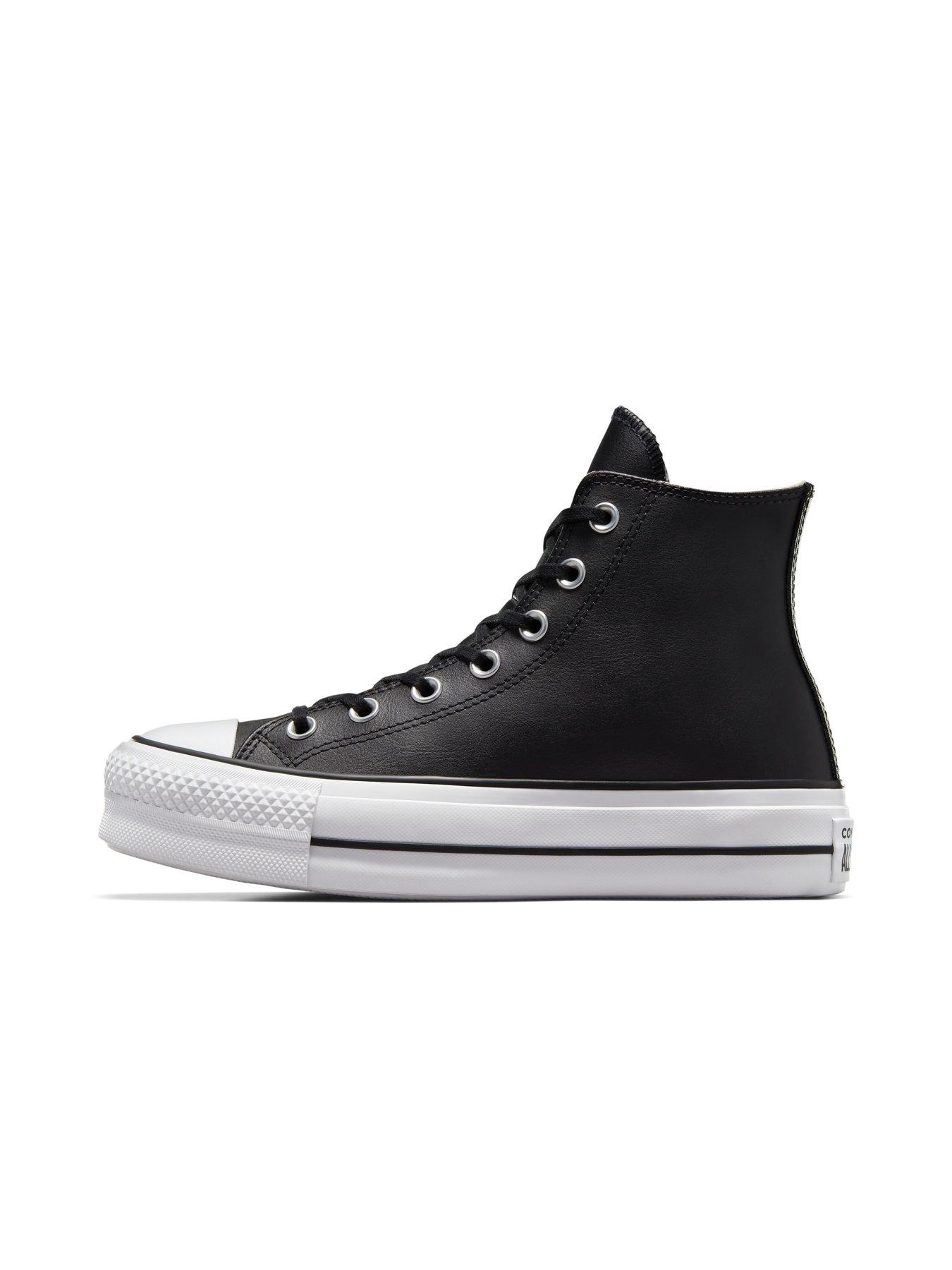 Image 6 of 7 of Converse Womens Leather Lift Hi Top Trainers - Black