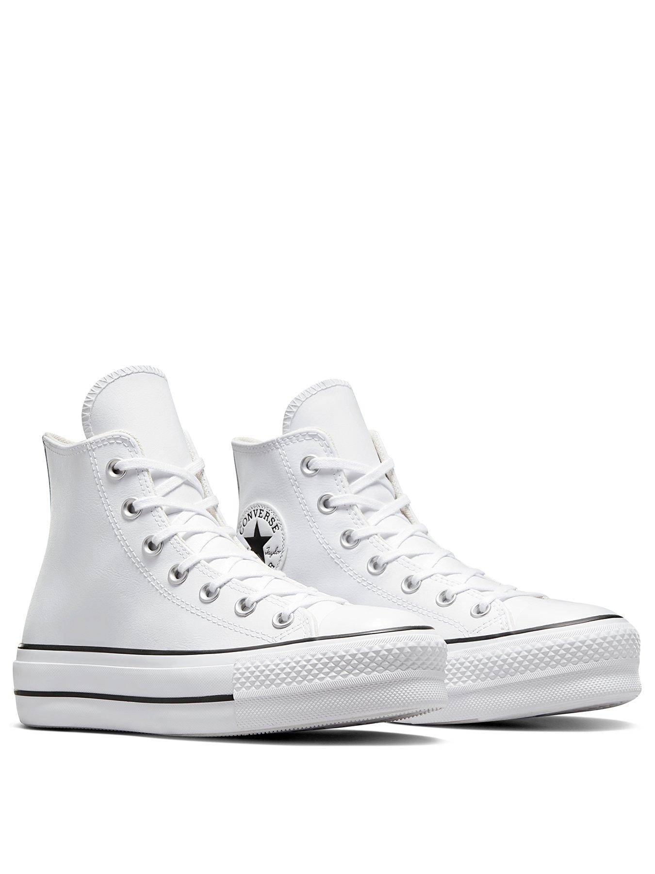 Image 2 of 7 of Converse Womens Leather Lift Hi Top Trainers - White/Black
