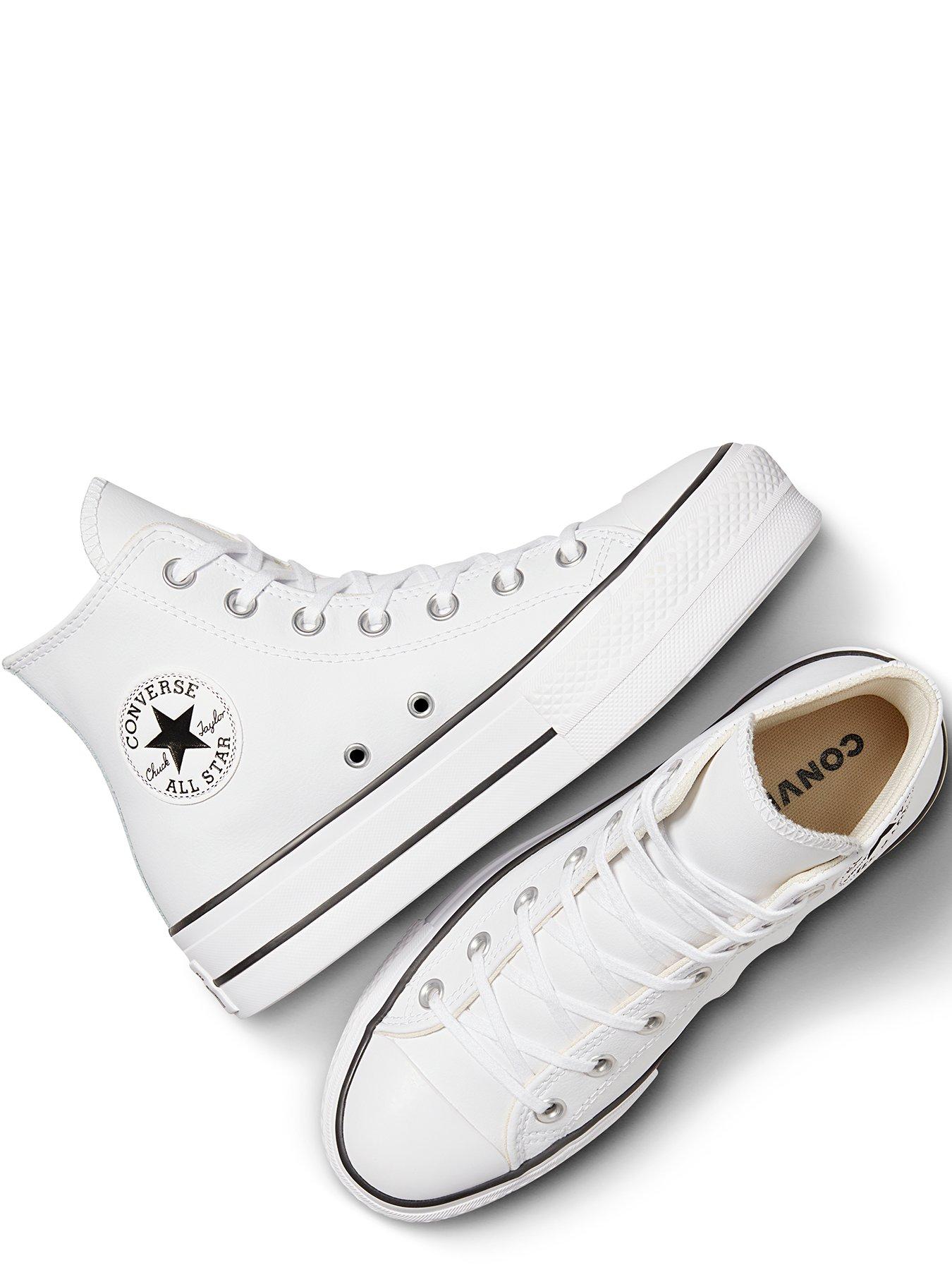 Image 4 of 7 of Converse Womens Leather Lift Hi Top Trainers - White/Black