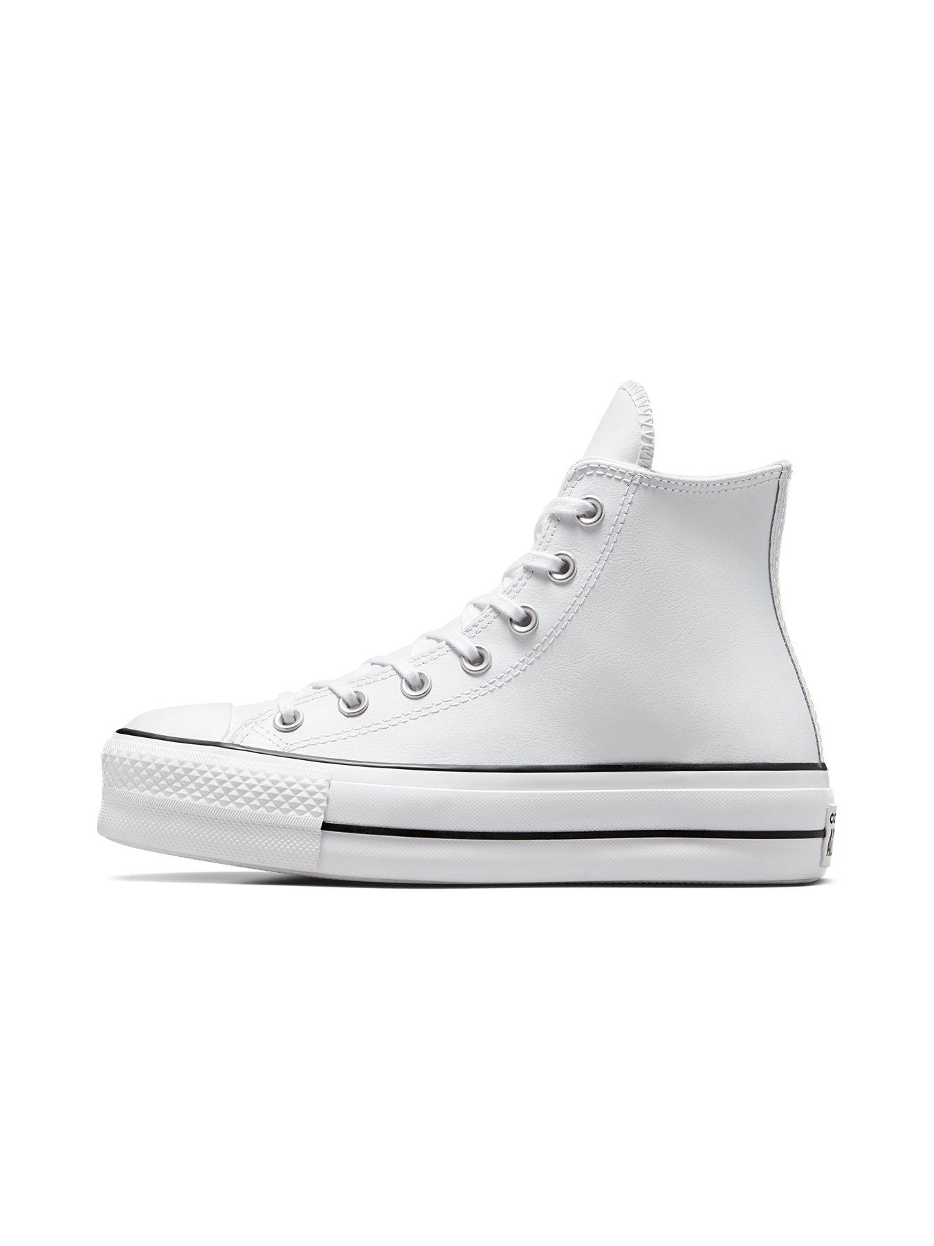 Image 6 of 7 of Converse Womens Leather Lift Hi Top Trainers - White/Black