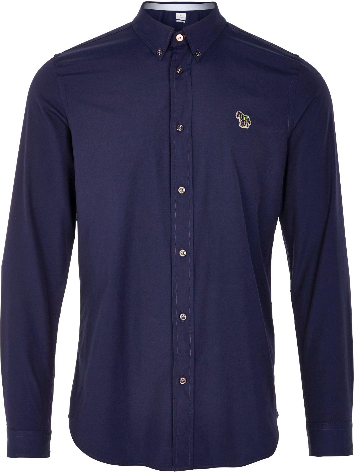 Image 3 of 5 of PS PAUL SMITH PS Paul Smith Zebra Badge Long Sleeve Tailored Fit Shirt - Navy